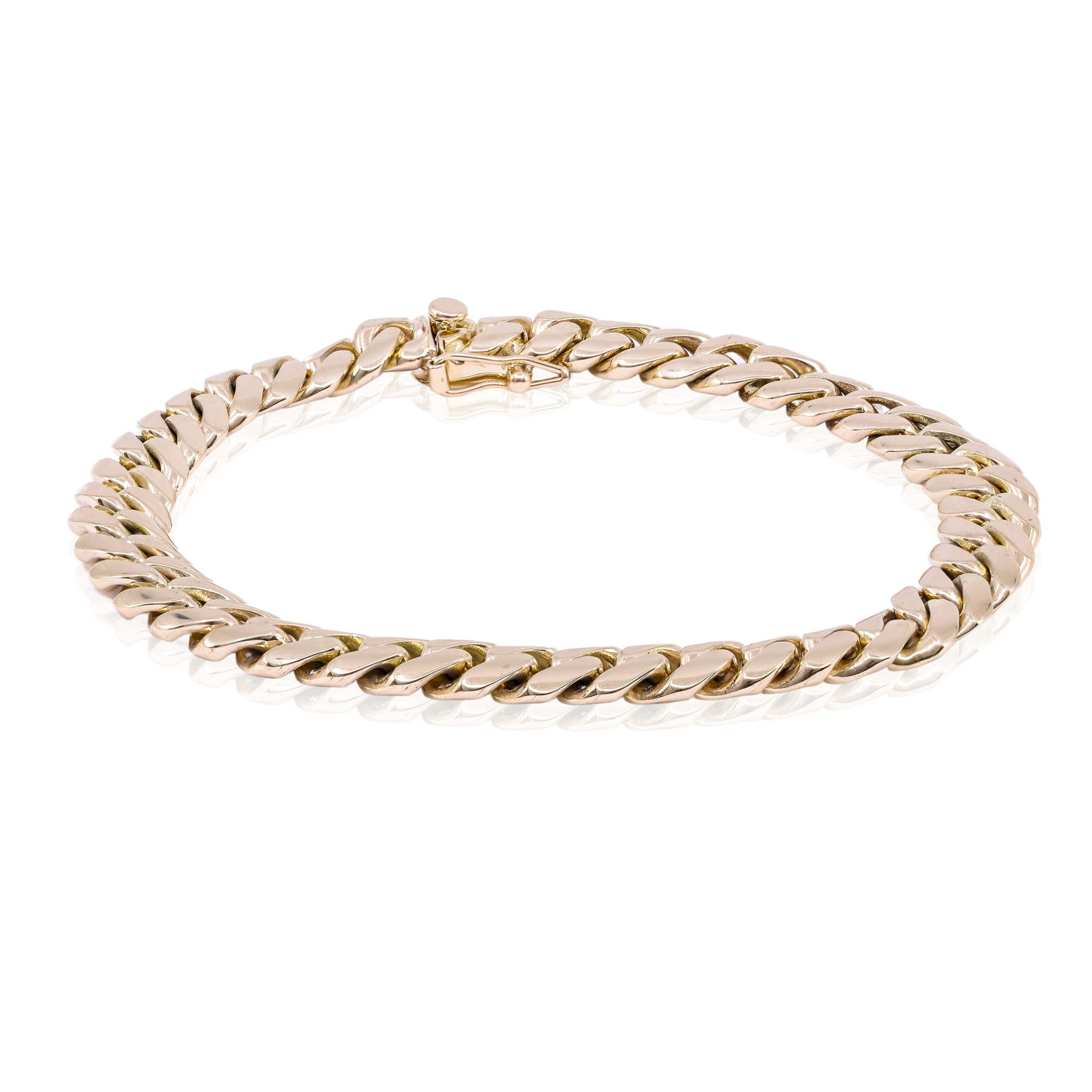 14K YELLOW GOLD ROUNDED CURB LINK BRACELET