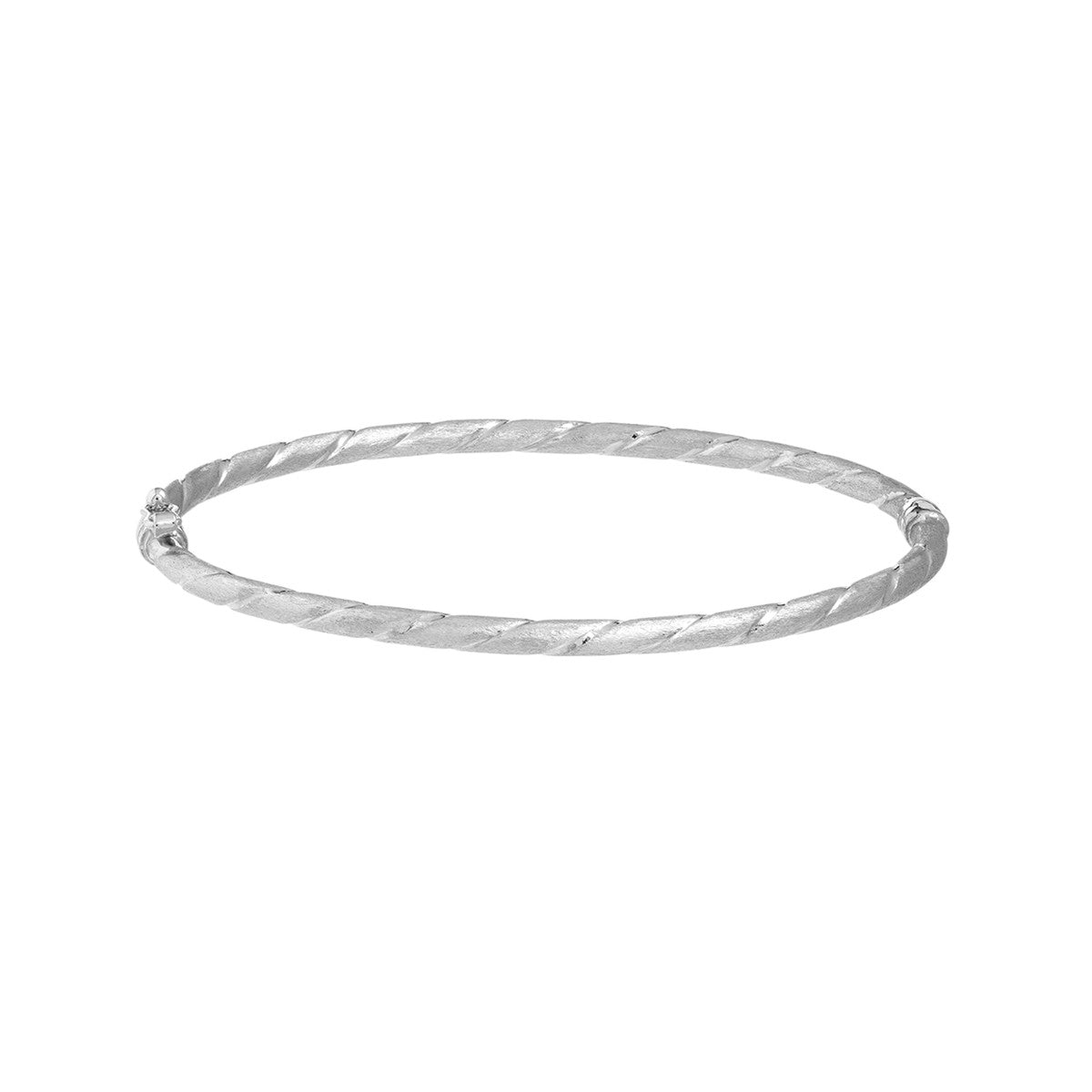 14K WHITE GOLD BRUSHED TWIST BANGLE BRACELET