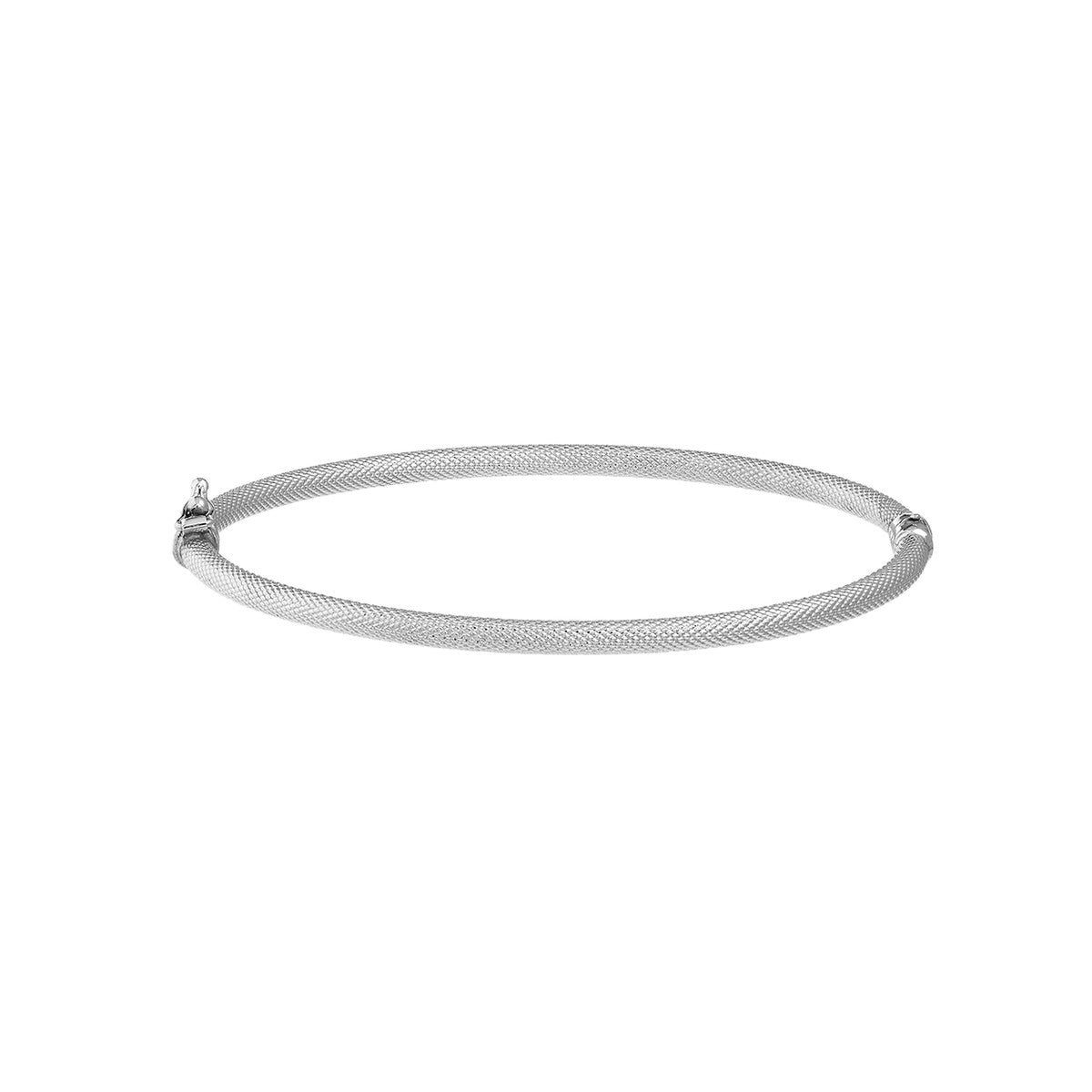 14K WHITE GOLD TEXTURED BANGLE BRACELET