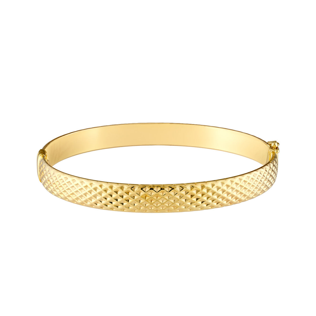 14K YELLOW GOLD 8MM TEXTURED BANGLE BRACELET