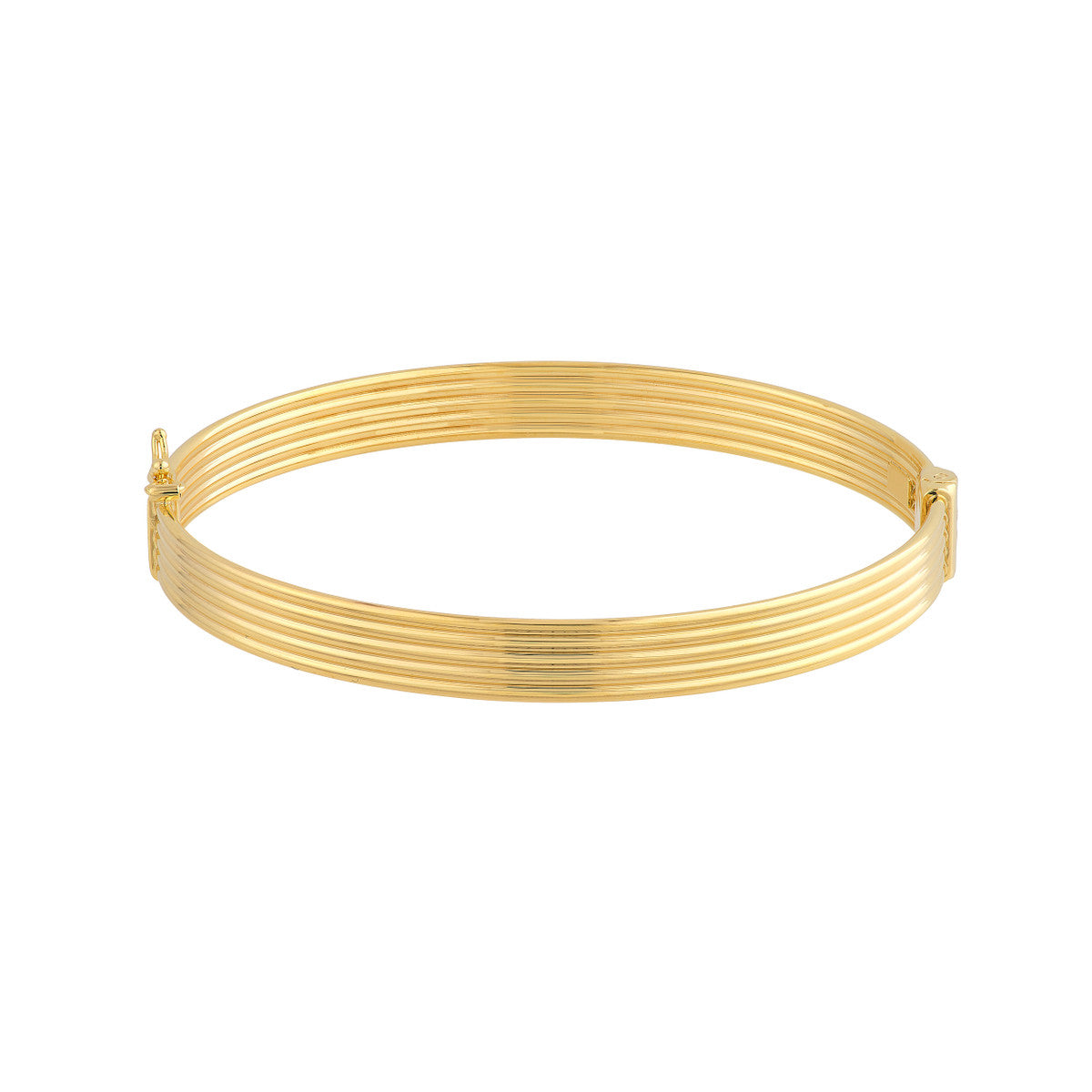 14K YELLOW GOLD RIBBED TEXTURED BANGLE BRACELET