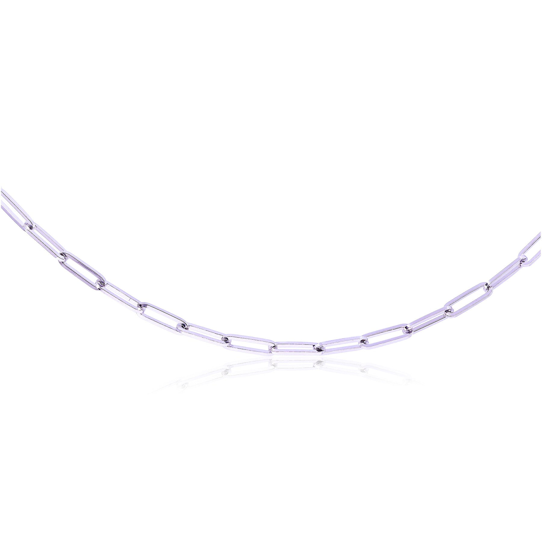 18K WHITE GOLD 16-INCH PAPERCLIP LINK NECKLACE