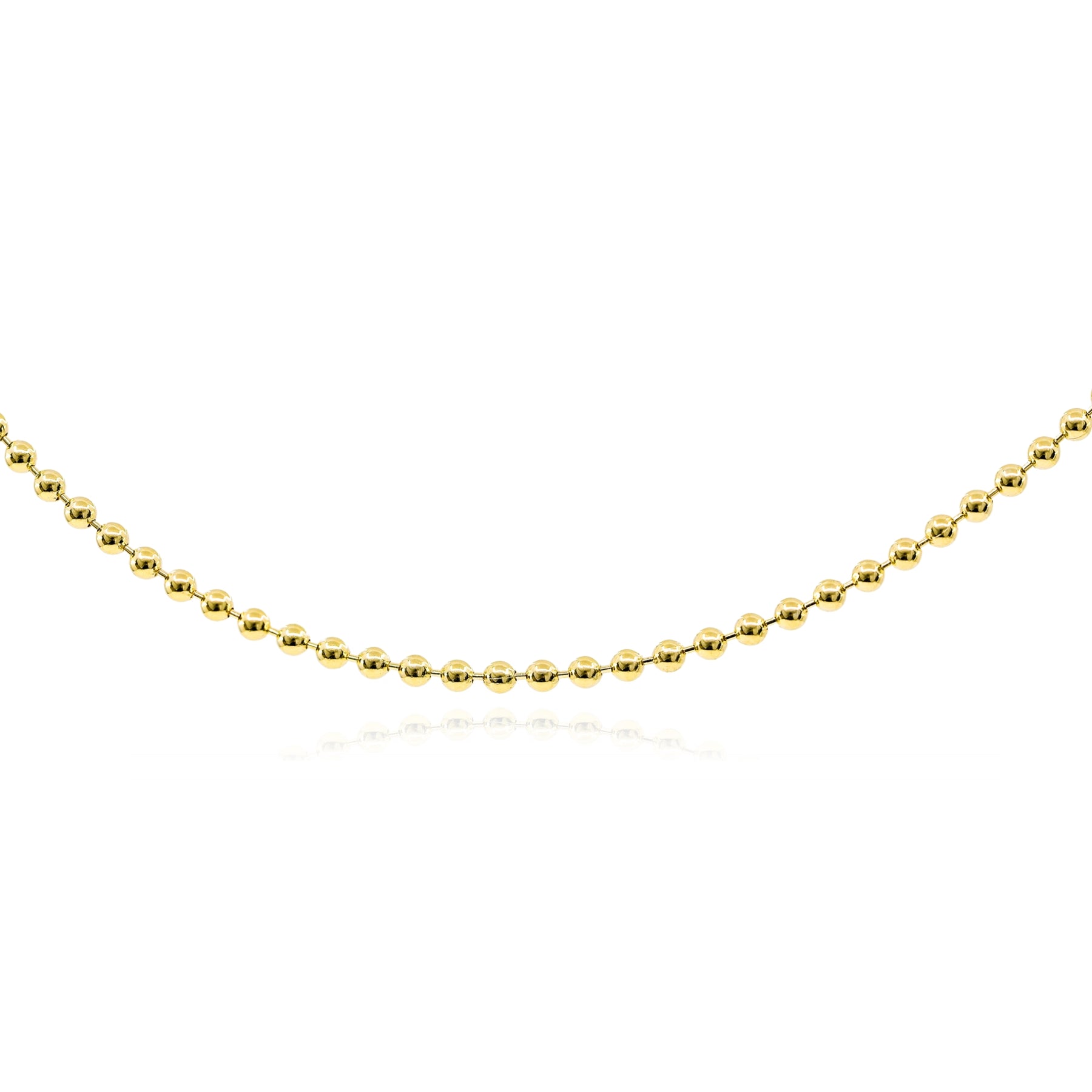 14K YELLOW GOLD SOLID 2MM BEAD CHAIN