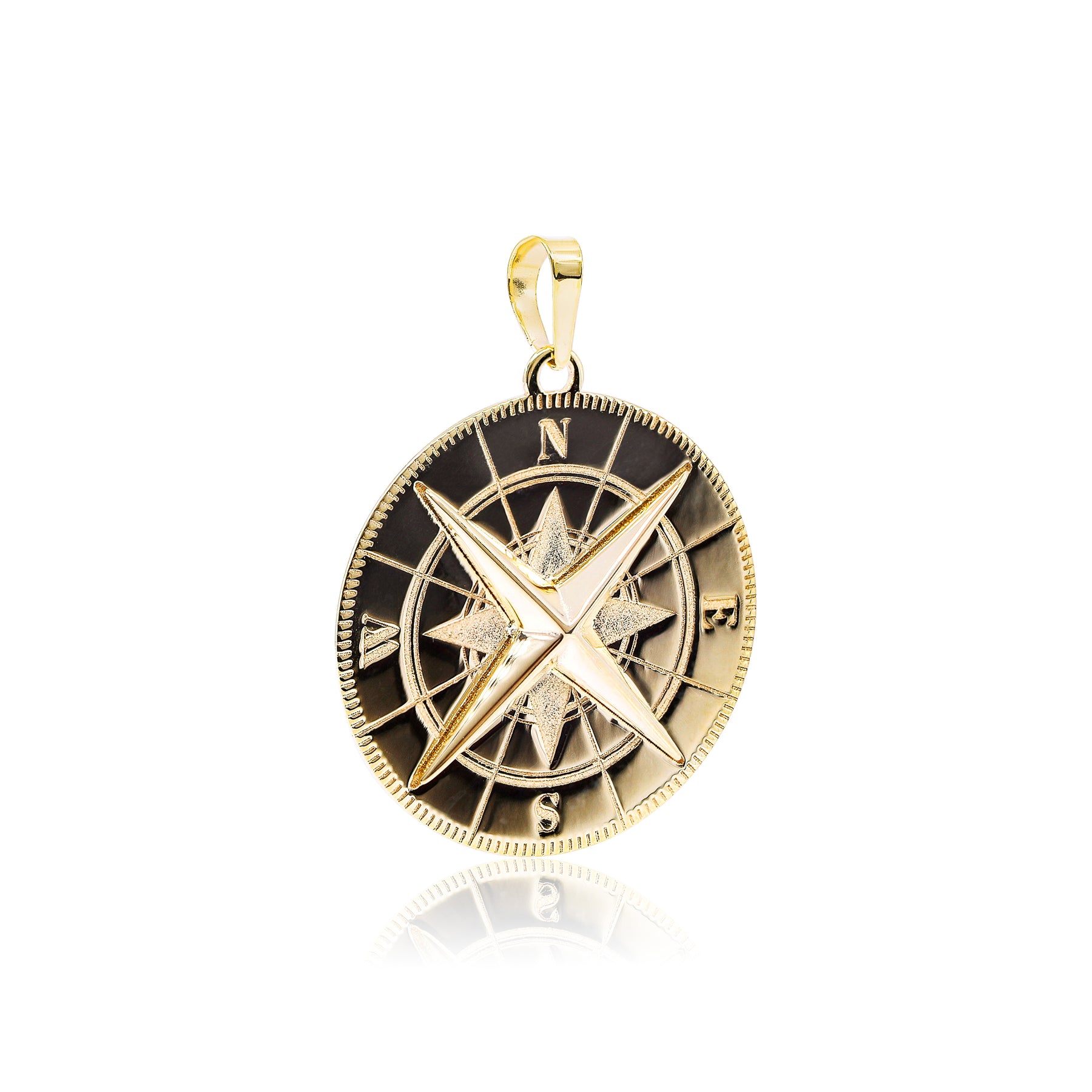 14K YELLOW GOLD NAUTICAL COMPASS PENDANT