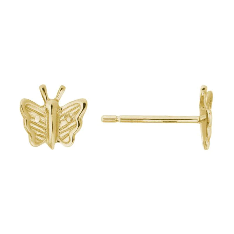 14K YELLOW GOLD BUTTERFLY STUD EARRINGS