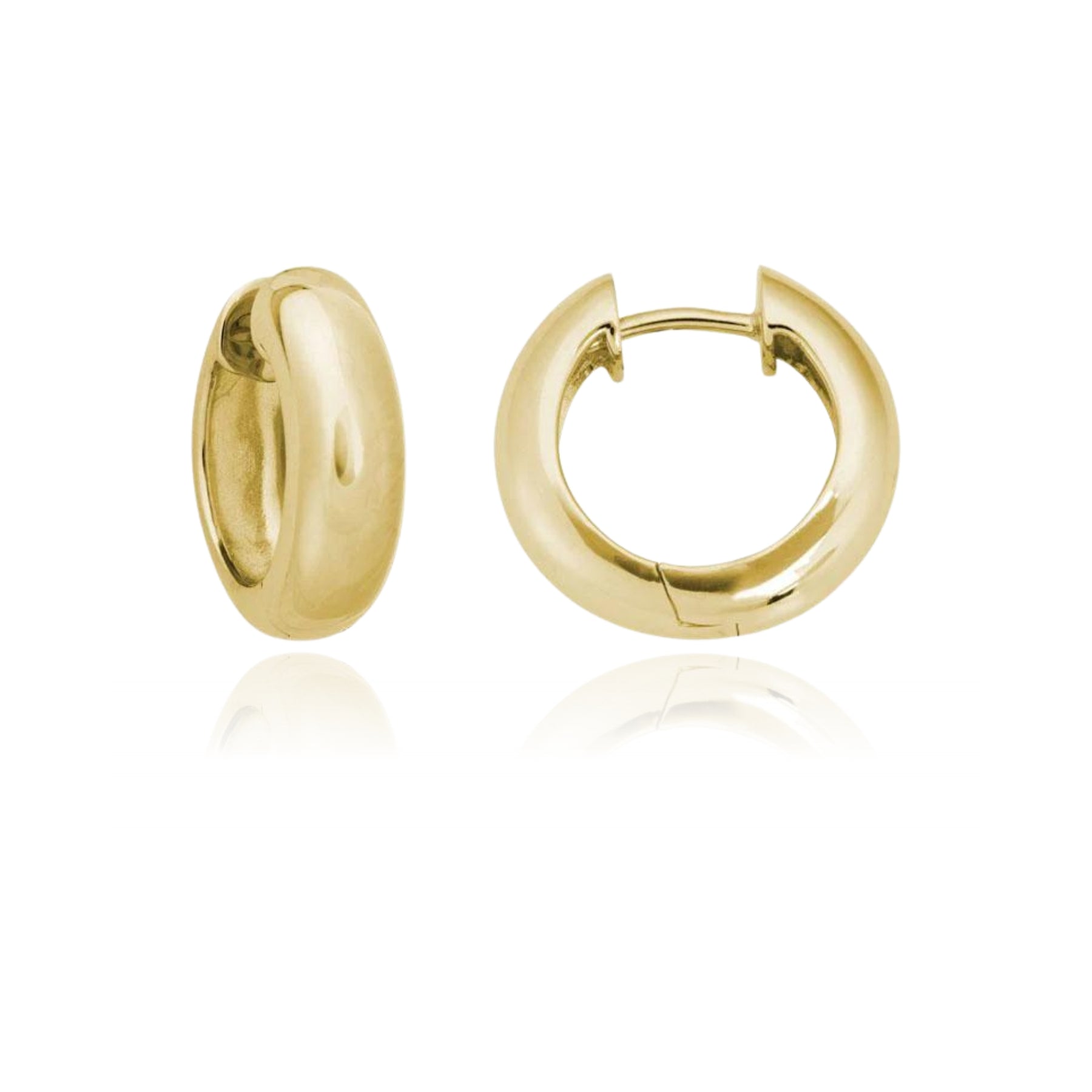 14K YELLOW GOLD ROUNDED HOOP EARRINGS