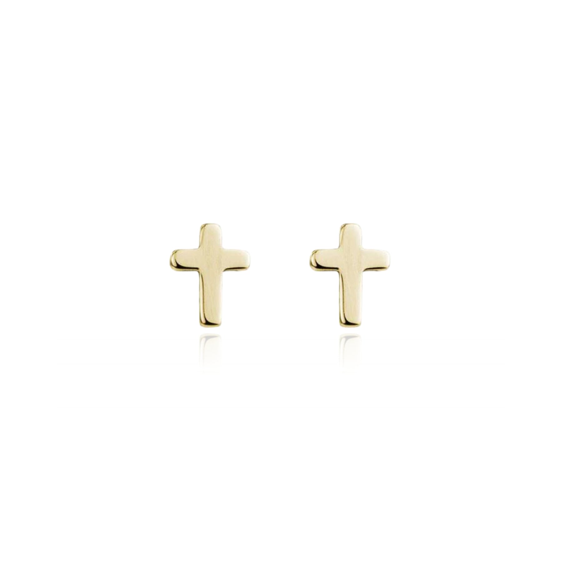 14K YELLOW GOLD SMALL CROSS STUD EARRINGS