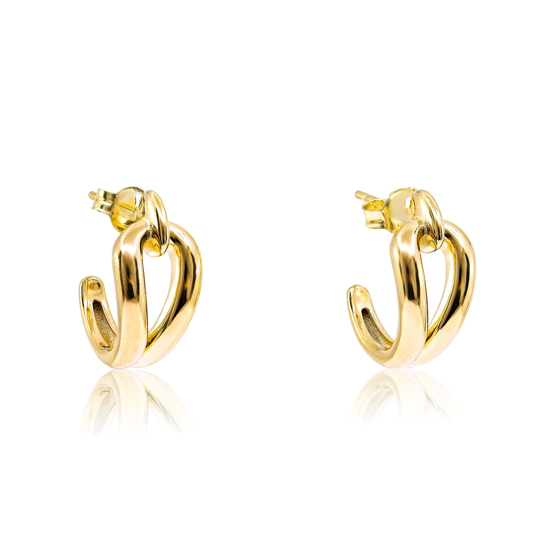 14K YELLOW GOLD FANCY HOOP EARRINGS