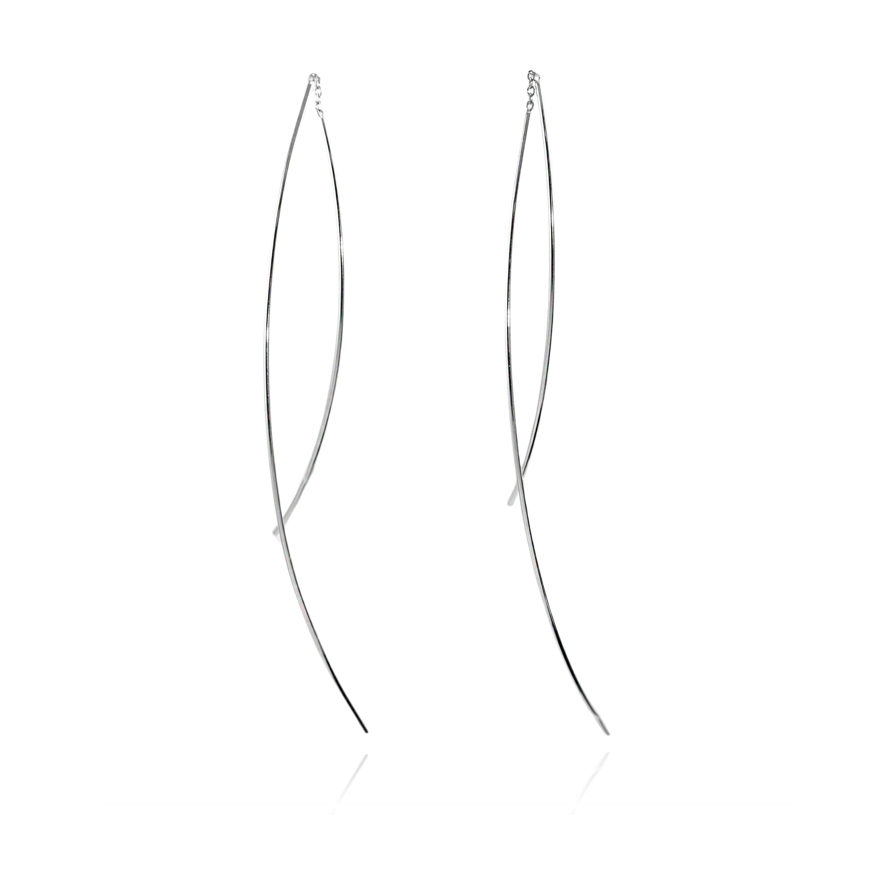 18K WHITE GOLD THREADER EARRINGS