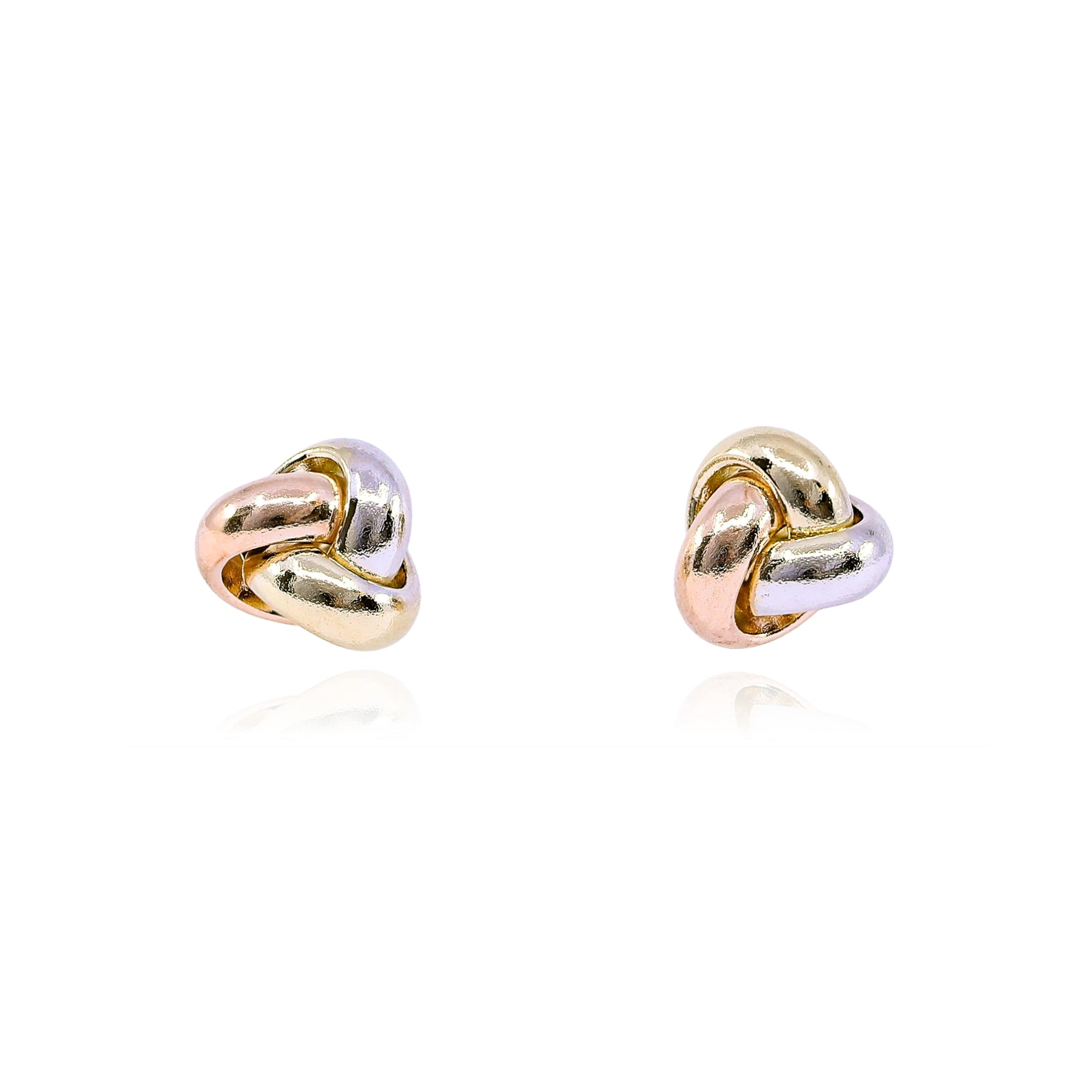 14K TRI-COLOR GOLD 7MM LOVE KNOT EARRINGS