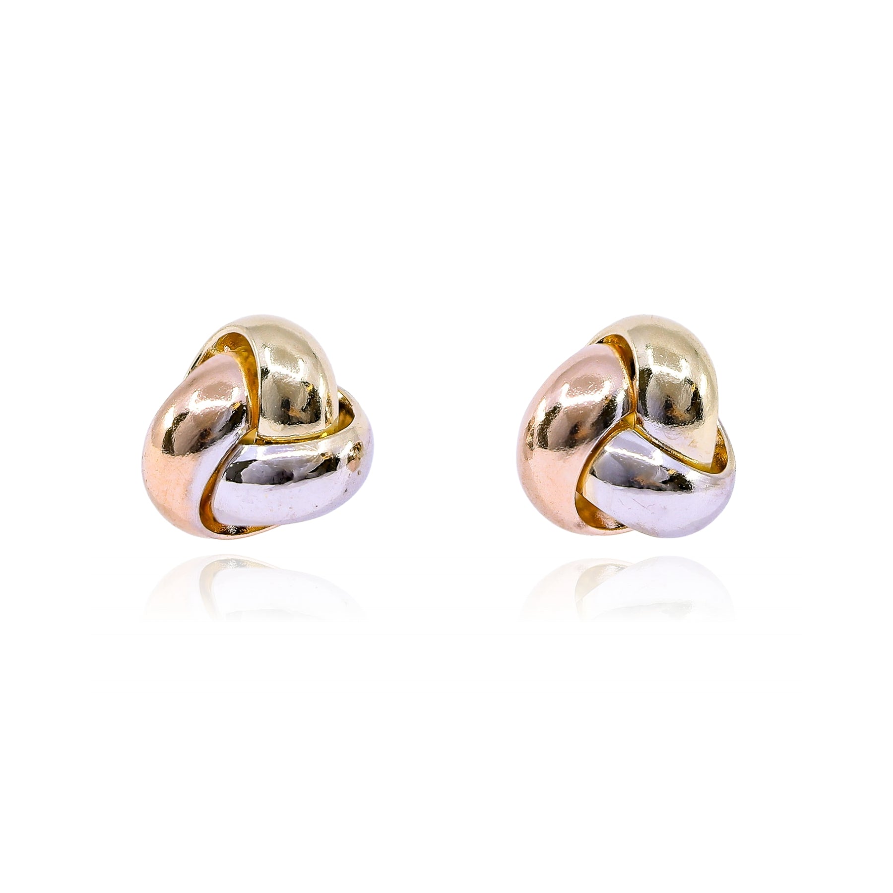 14K TRI-COLOR 8.5MM LOVE KNOT EARRINGS