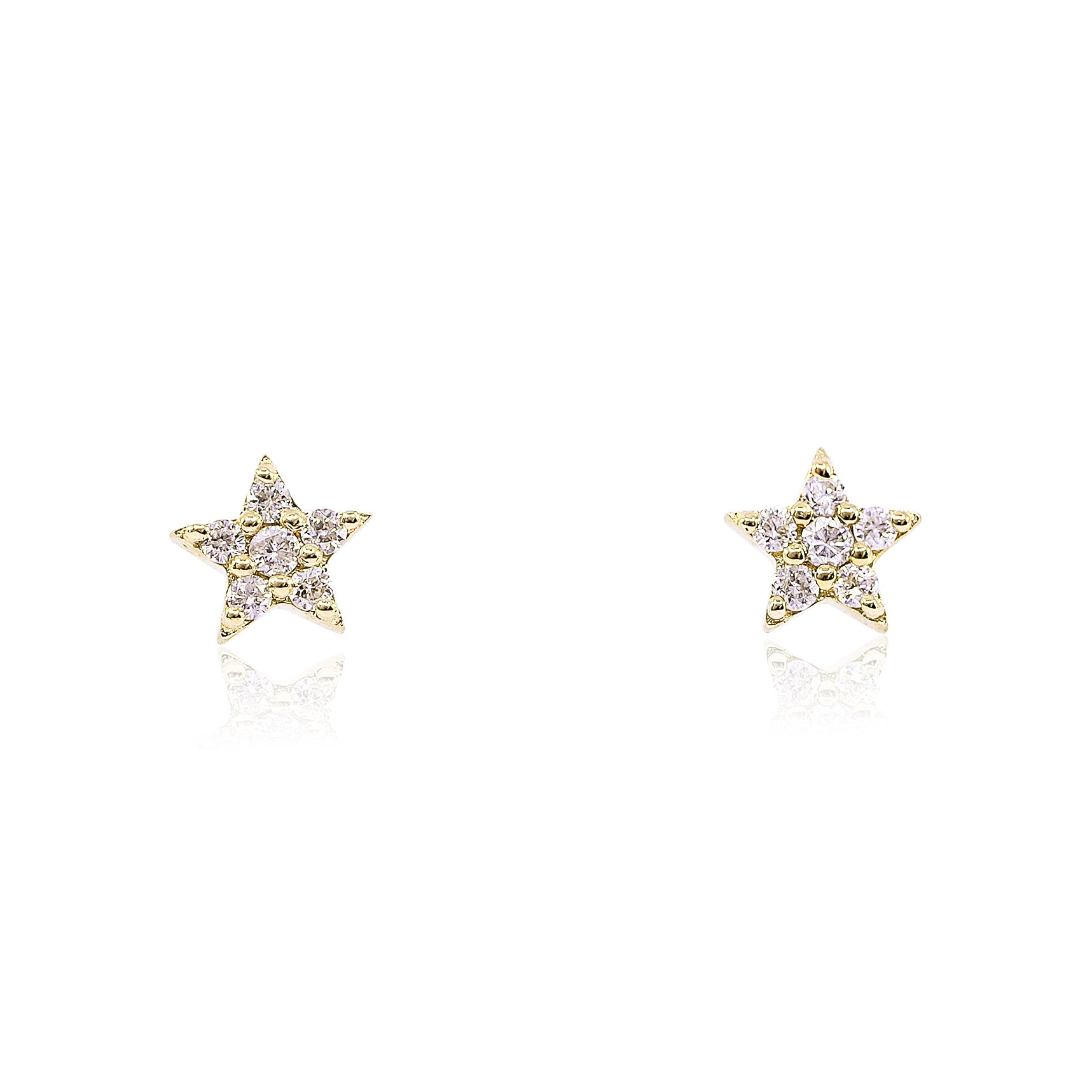 14K YELLOW GOLD DIAMOND STAR EARRINGS - 0.10CTW