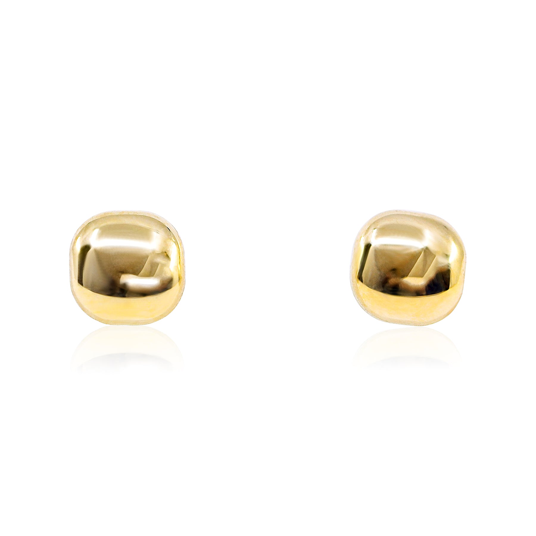 14K YELLOW GOLD 6MM CUSHION PEBBLE EARRINGS