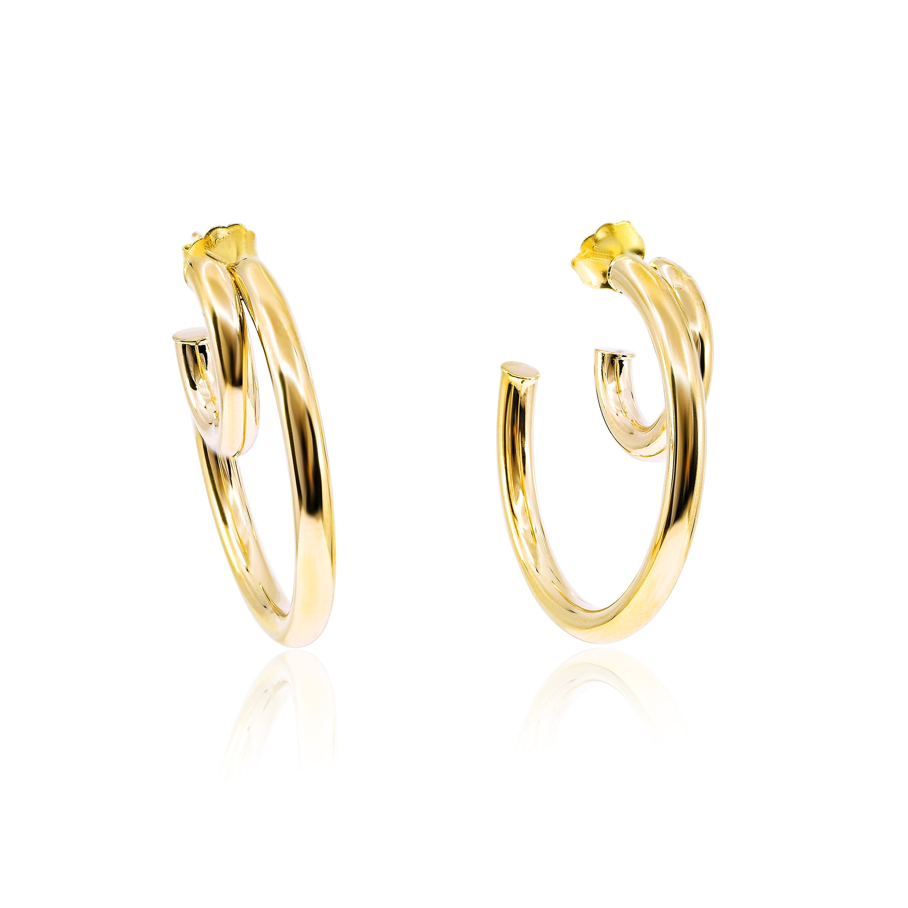 14K YELLOW GOLD DOUBLE HOOP EARRINGS