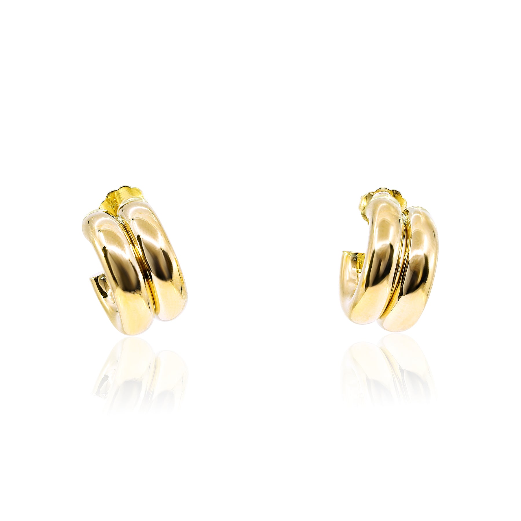 14K YELLOW GOLD DOUBLE HOOP EARRINGS