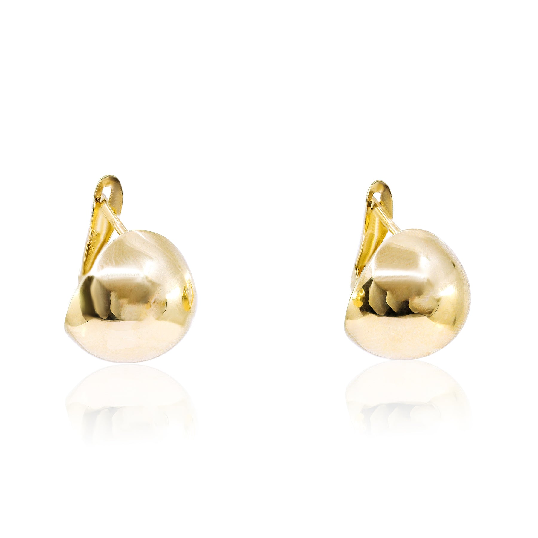 14K YELLOW GOLD POLISHED BUTTON OMEGA POST EARRINGS