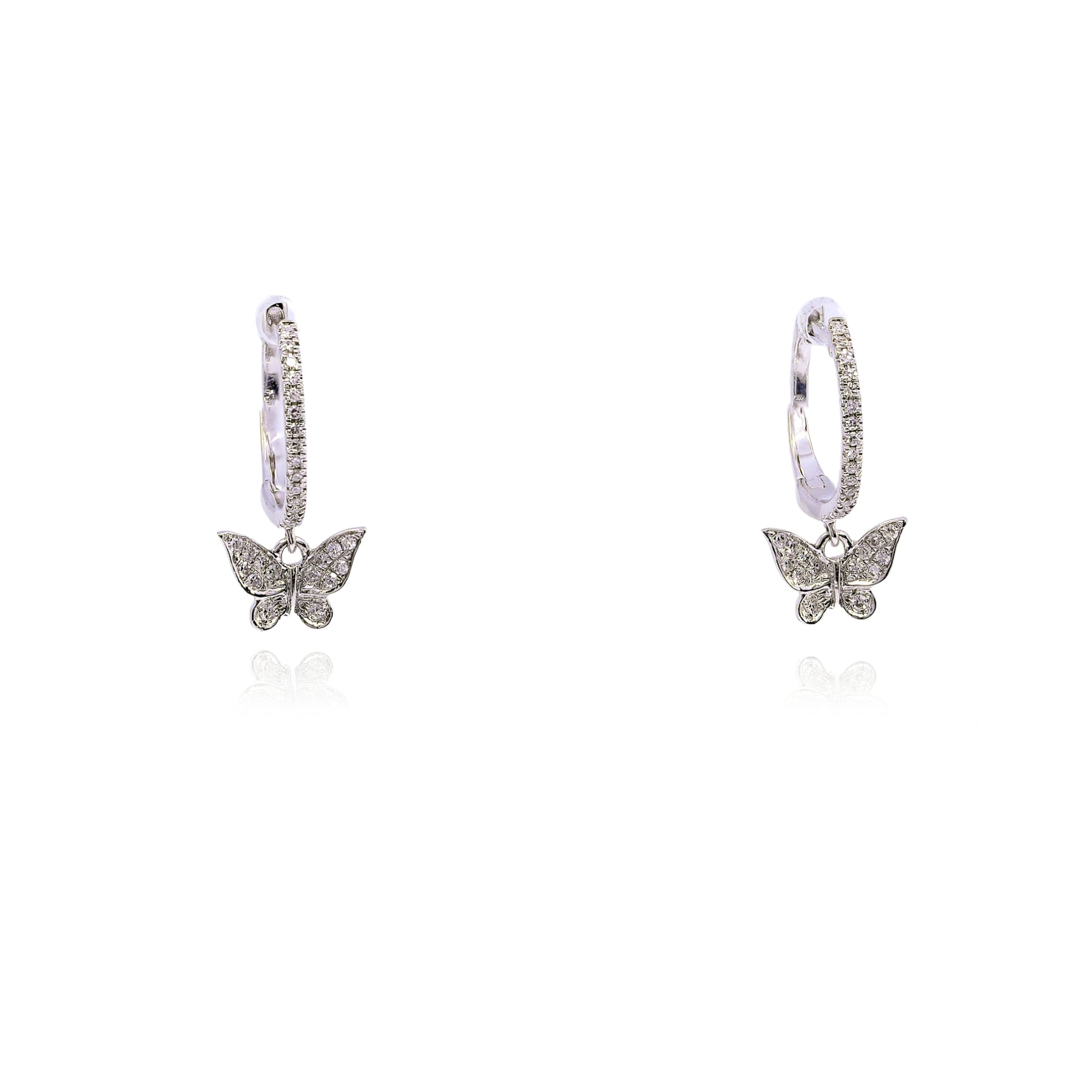 MEIRA T 14K WHITE GOLD DIAMOND BUTTERFLY DANGLE EARRINGS - 0.16CTW