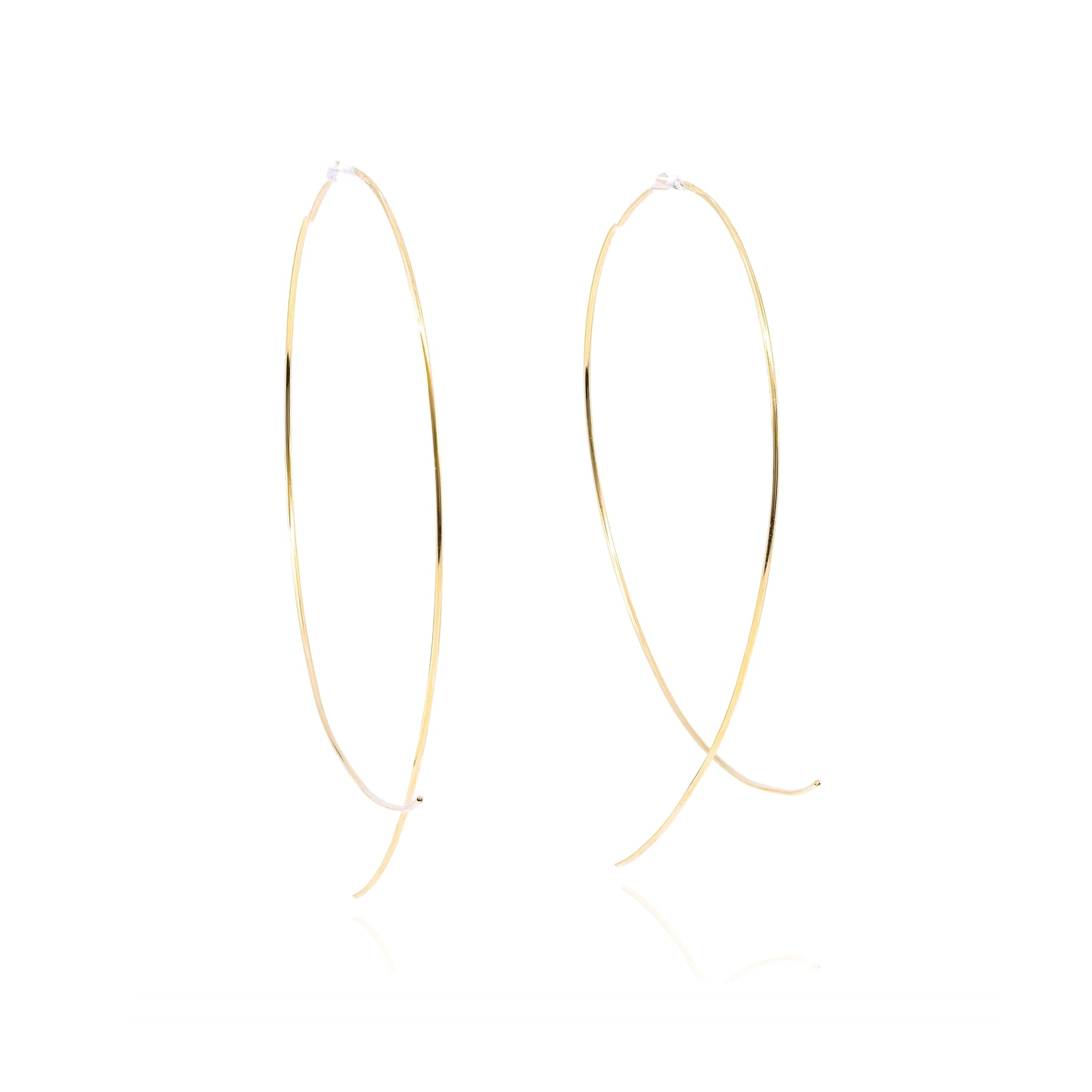 14K YELLOW GOLD BYPASS WIRE THREADER EARRINGS