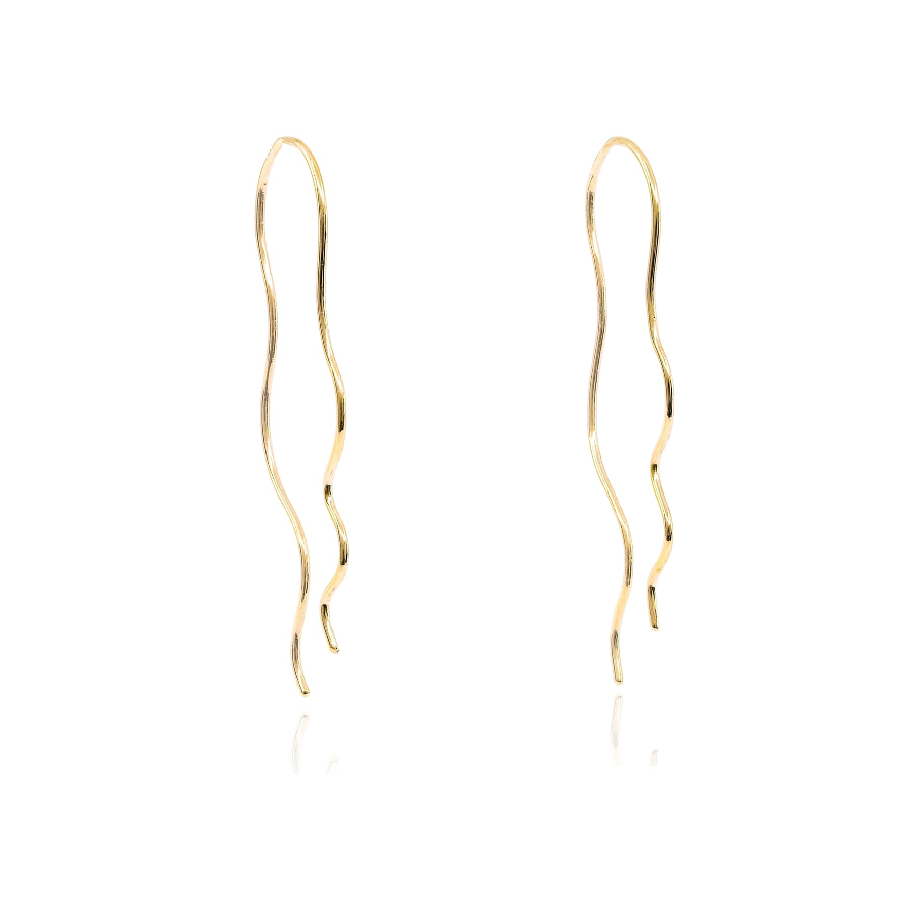 JENNY LIN 14K YELLOW GOLD SQUIGGLE THREADER EARRINGS