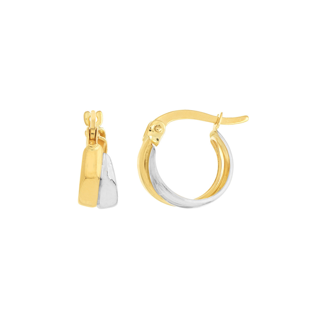 10K YELLOW AND WHITE GOLD BABY HOOP EARRINGS