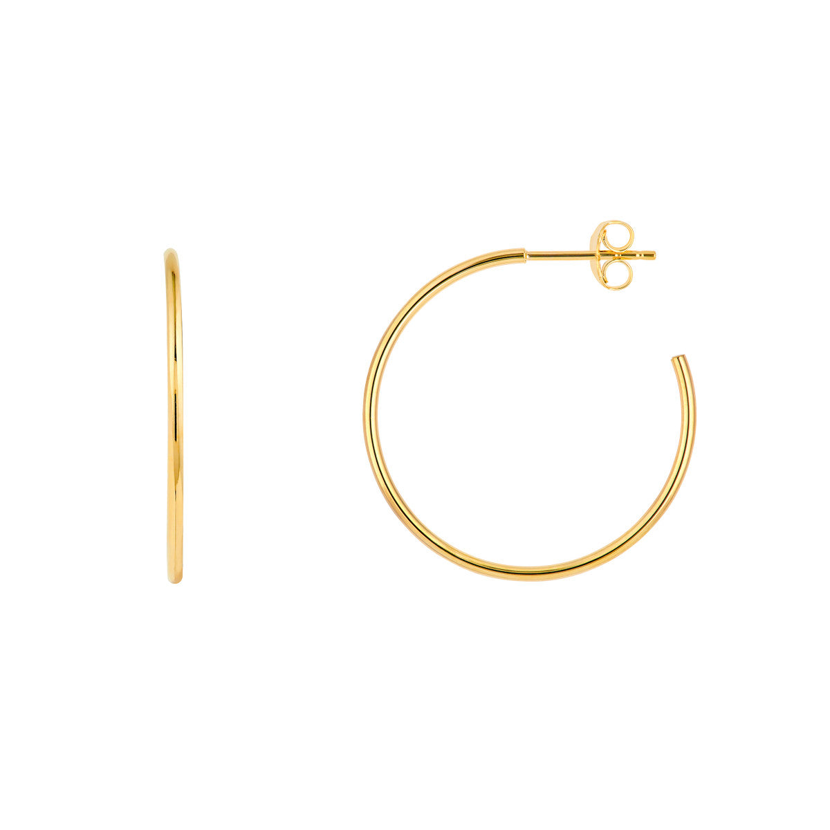 14K YELLOW GOLD 25MM HOOP EARRINGS