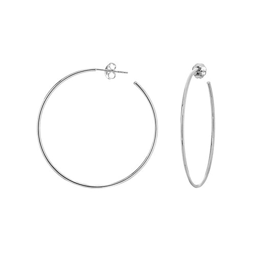 14K WHITE GOLD 40MM HOOP EARRINGS