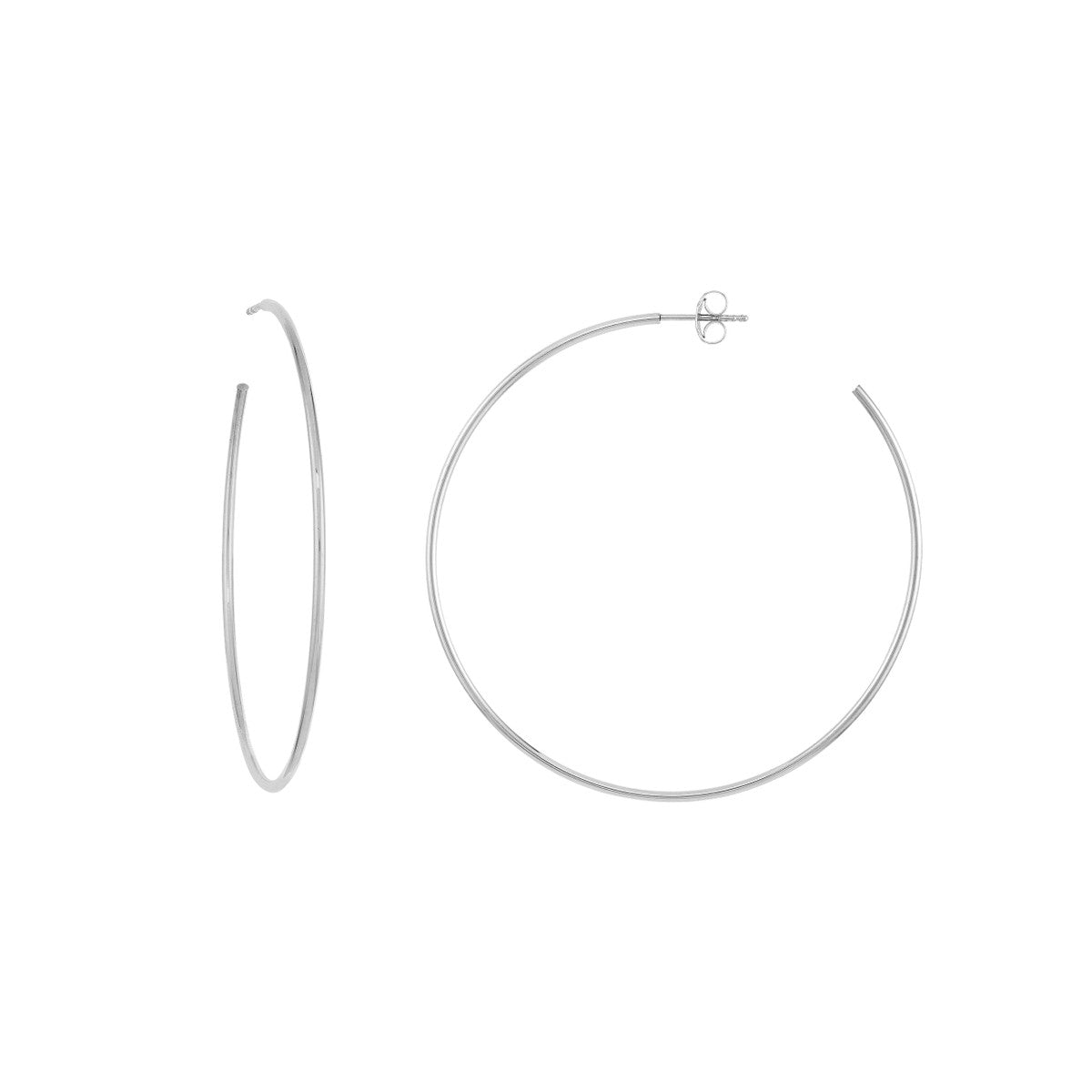 14K WHITE GOLD 50MM HOOP EARRINGS