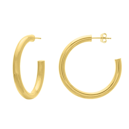 14K YELLOW GOLD 35MM OPEN TUBE HOOP EARRINGS