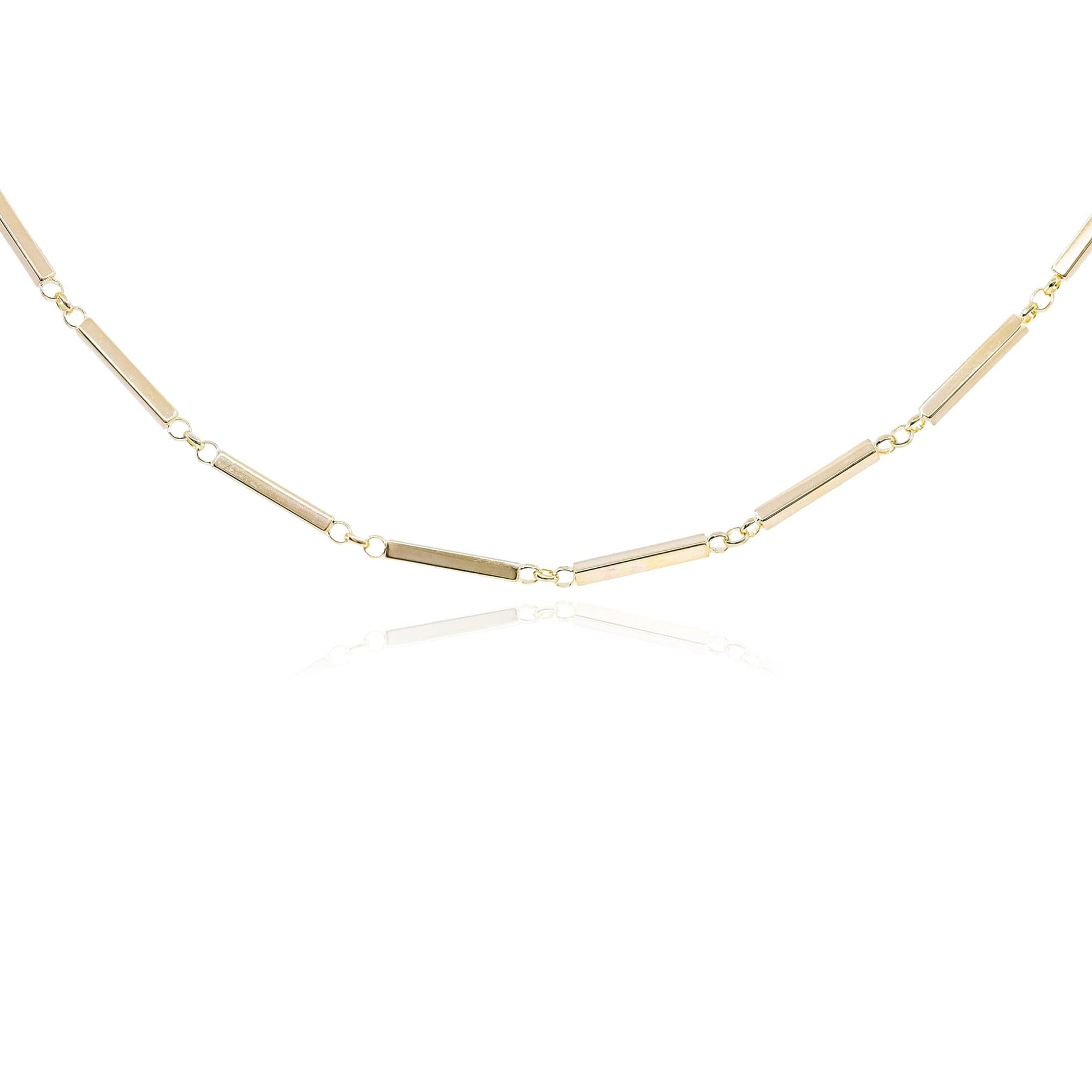 14K YELLOW GOLD BAR LINK NECKLACE