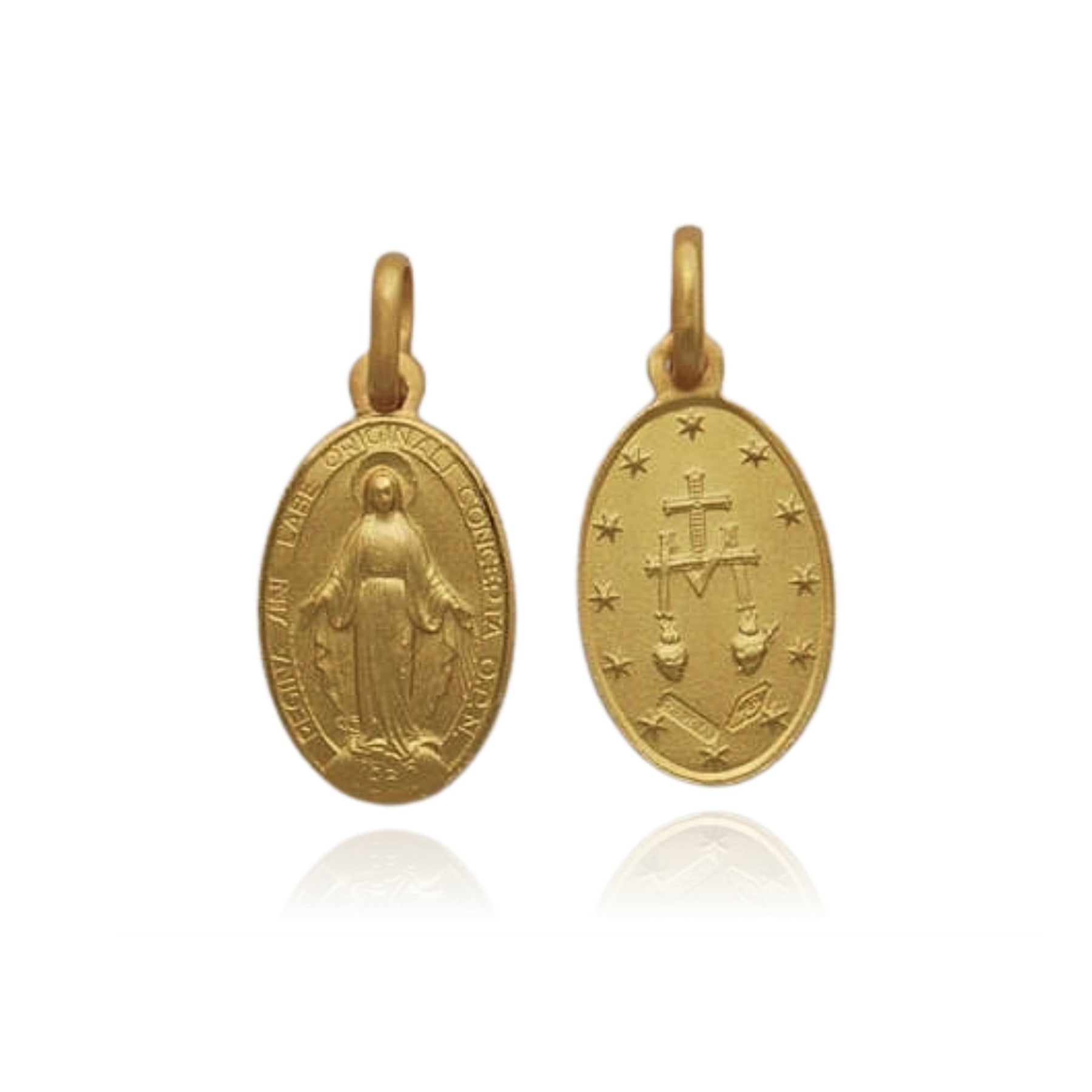 18K YELLOW GOLD LARGE OVAL MIRACULOUS MEDAL CHARM PENDANT