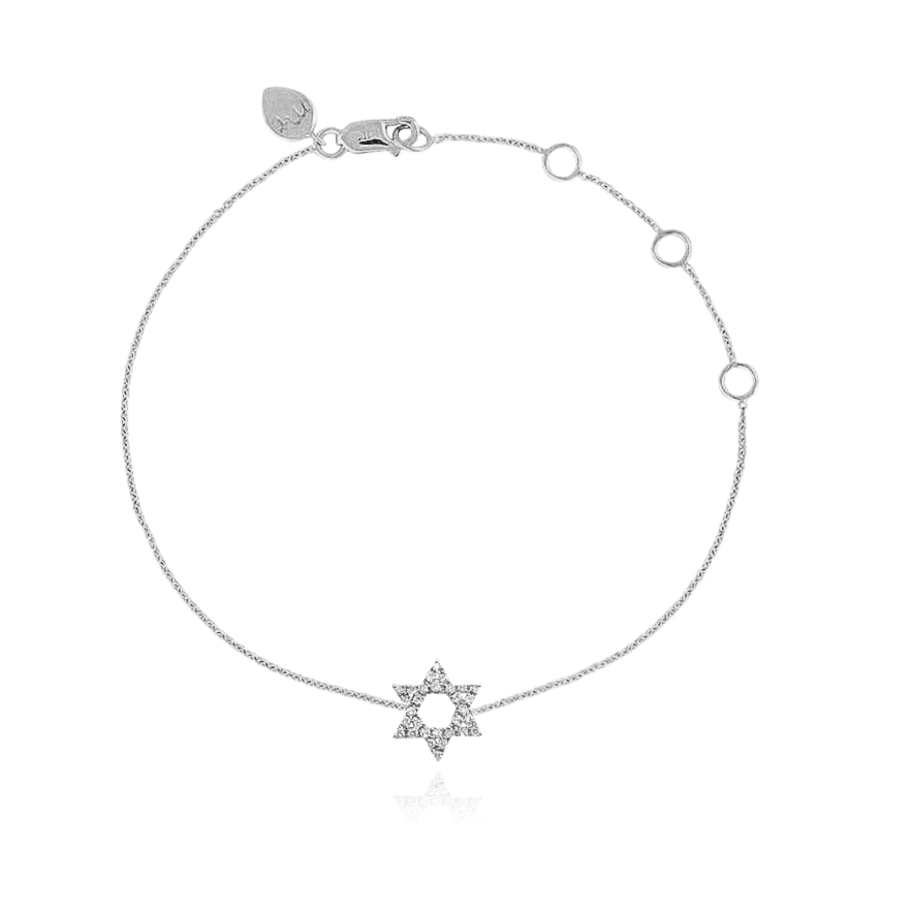 MEIRA T 14K WHITE GOLD DIAMOND PAVE STAR OF DAVID BRACELET - 0.06CTW