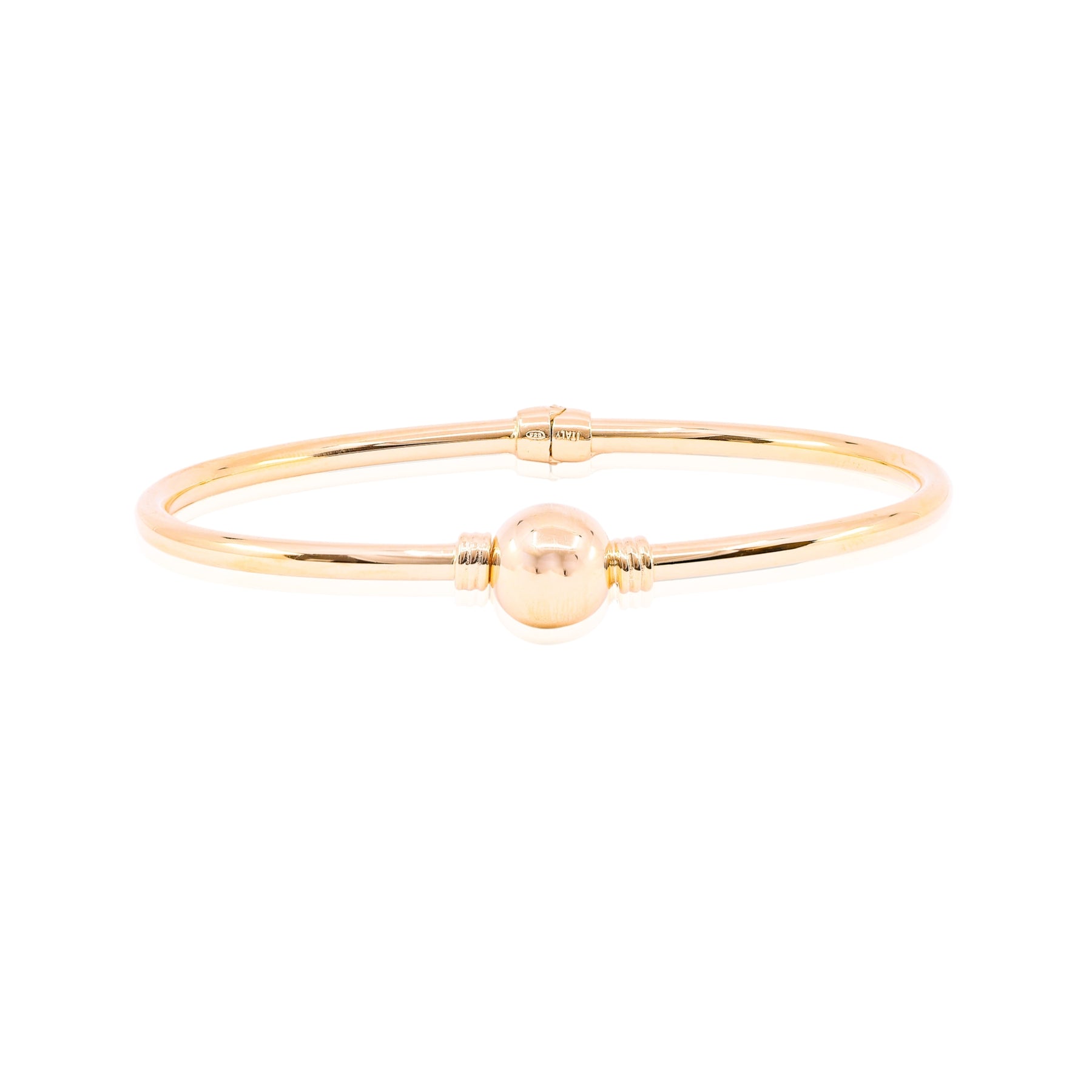 YELLOW GOLD OVER STERLING SILVER TUBE BANGLE BRACELET