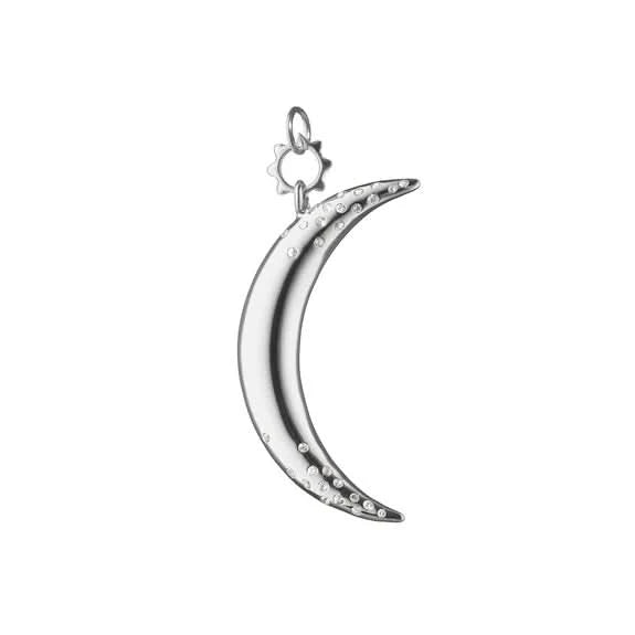 MONICA RICH KOSANN STERLING SILVER WHITE SAPPHIRE CRESCENT MOON CHARM