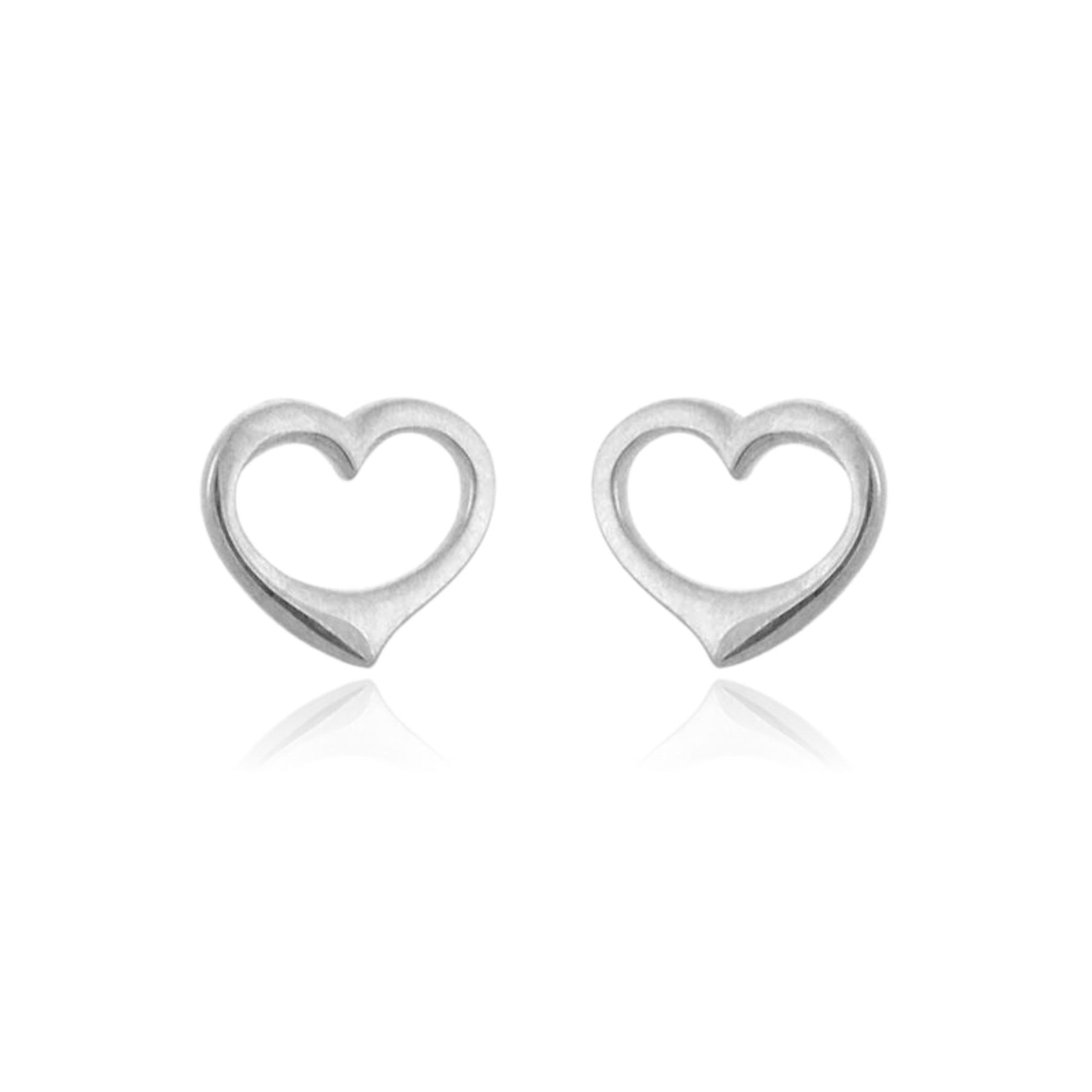 STERLING SILVER OPEN HEART STUD EARRINGS