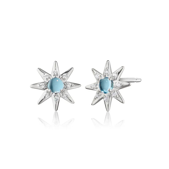 MONICA RICH KOSANN STERLING SILVER BLUE TOPAZ WHITE SAPPHIRE STAR EARRINGS