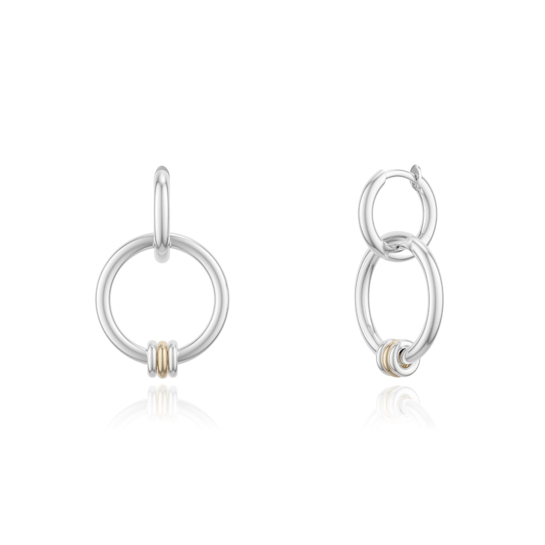 SPINELLI KILCOLLIN STERLING SILVER 18K YELLOW GOLD SIRIUS VERSA HOOP EARRINGS