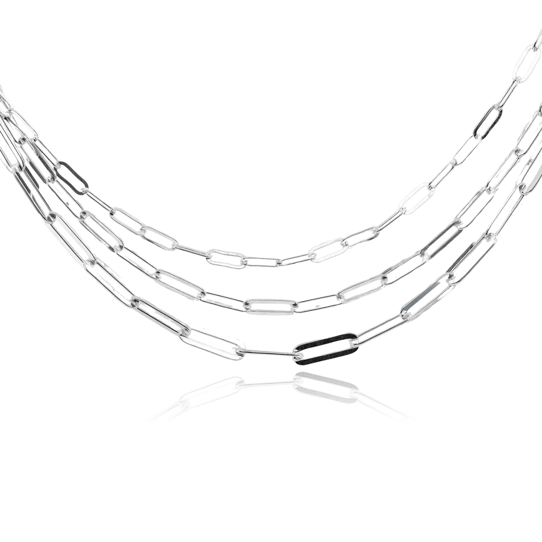 STERLING SILVER TRIPLE PAPERCLIP NECKLACE