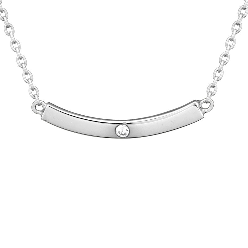 STERLING SILVER CURVED BAR NECKLACE