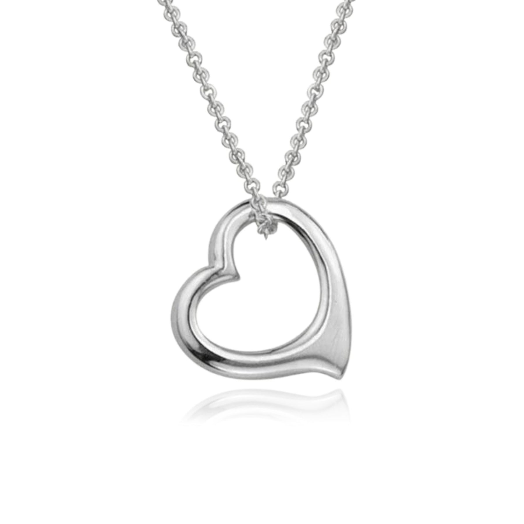 STERLING SILVER OPEN HEART PENDANT NECKLACE