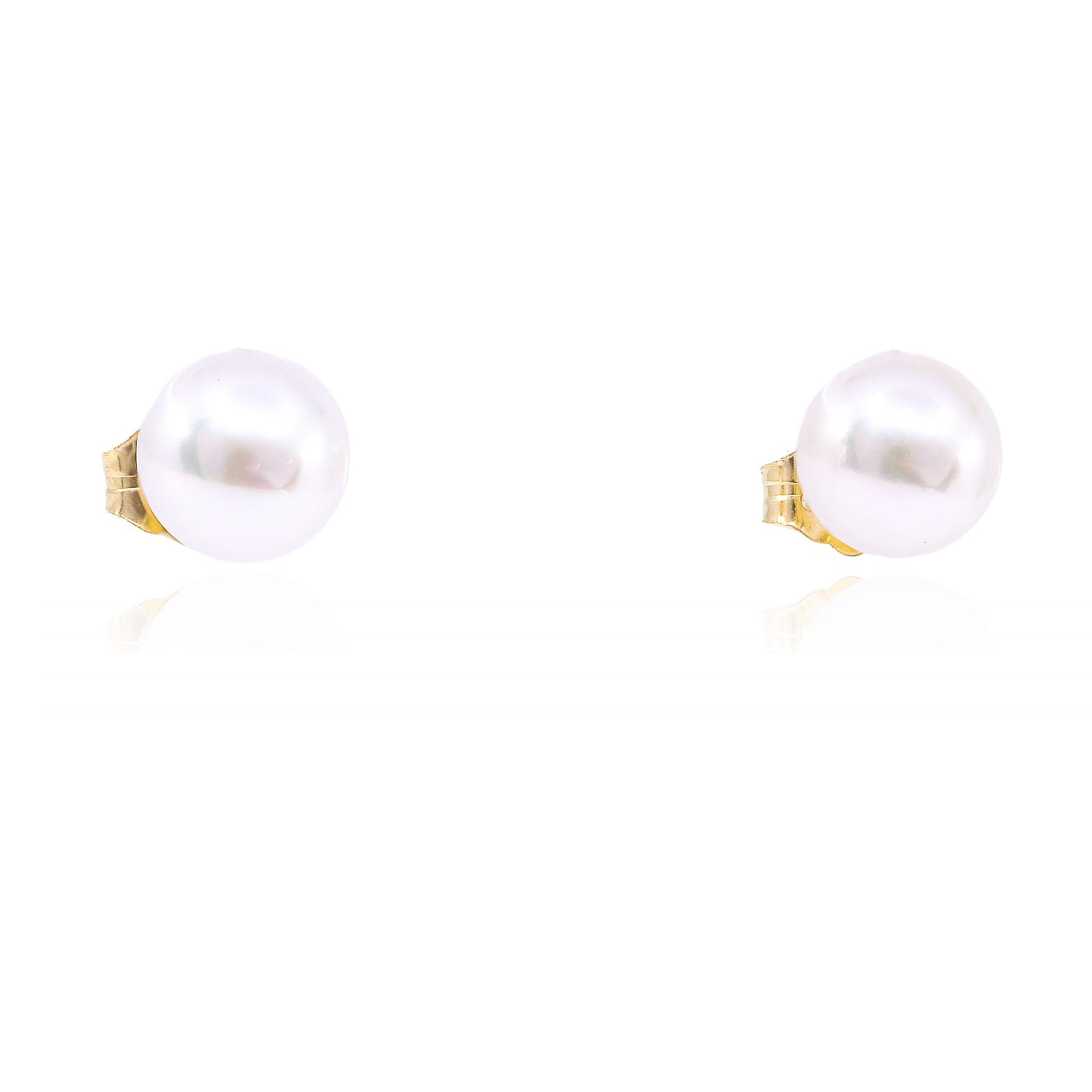 14K YELLOW GOLD CULTURED PEARL STUD EARRINGS