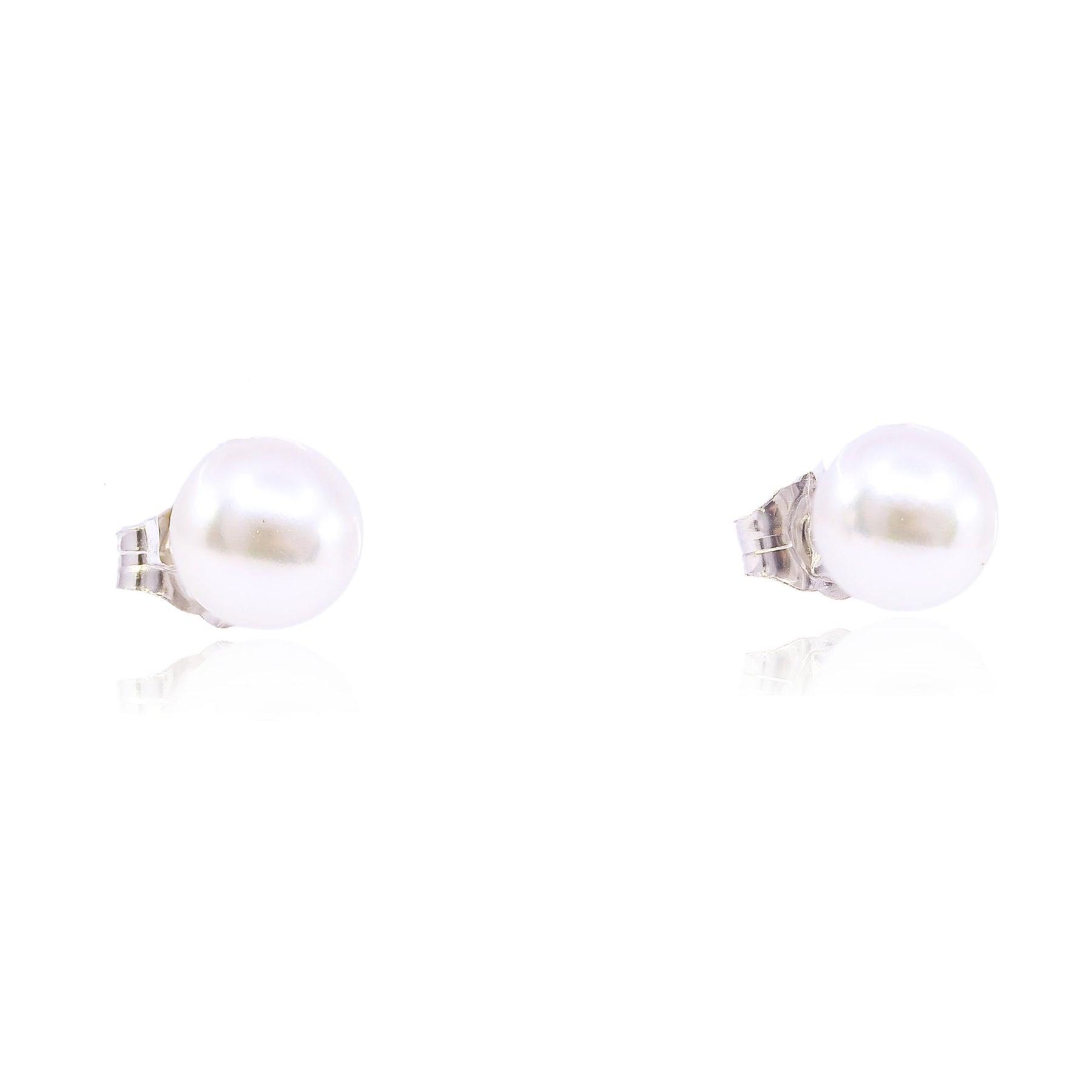 14K WHITE GOLD CULTURED PEARL STUD EARRINGS