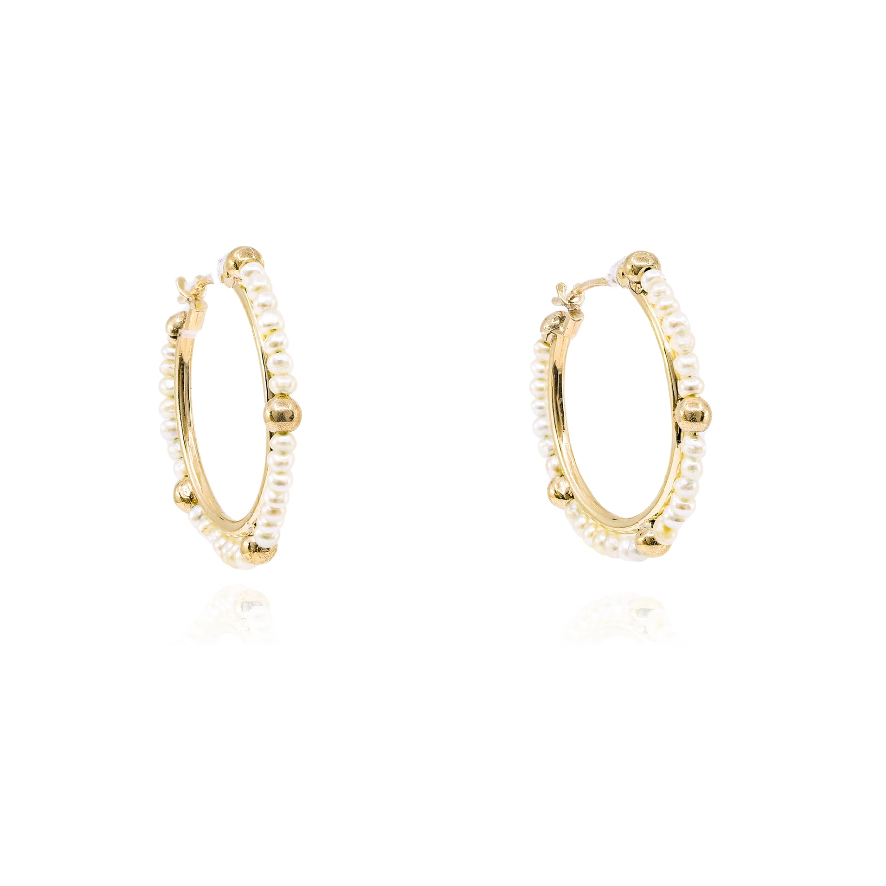 JENNY LIN 14K YELLOW GOLD SEED PEARL HOOP EARRINGS