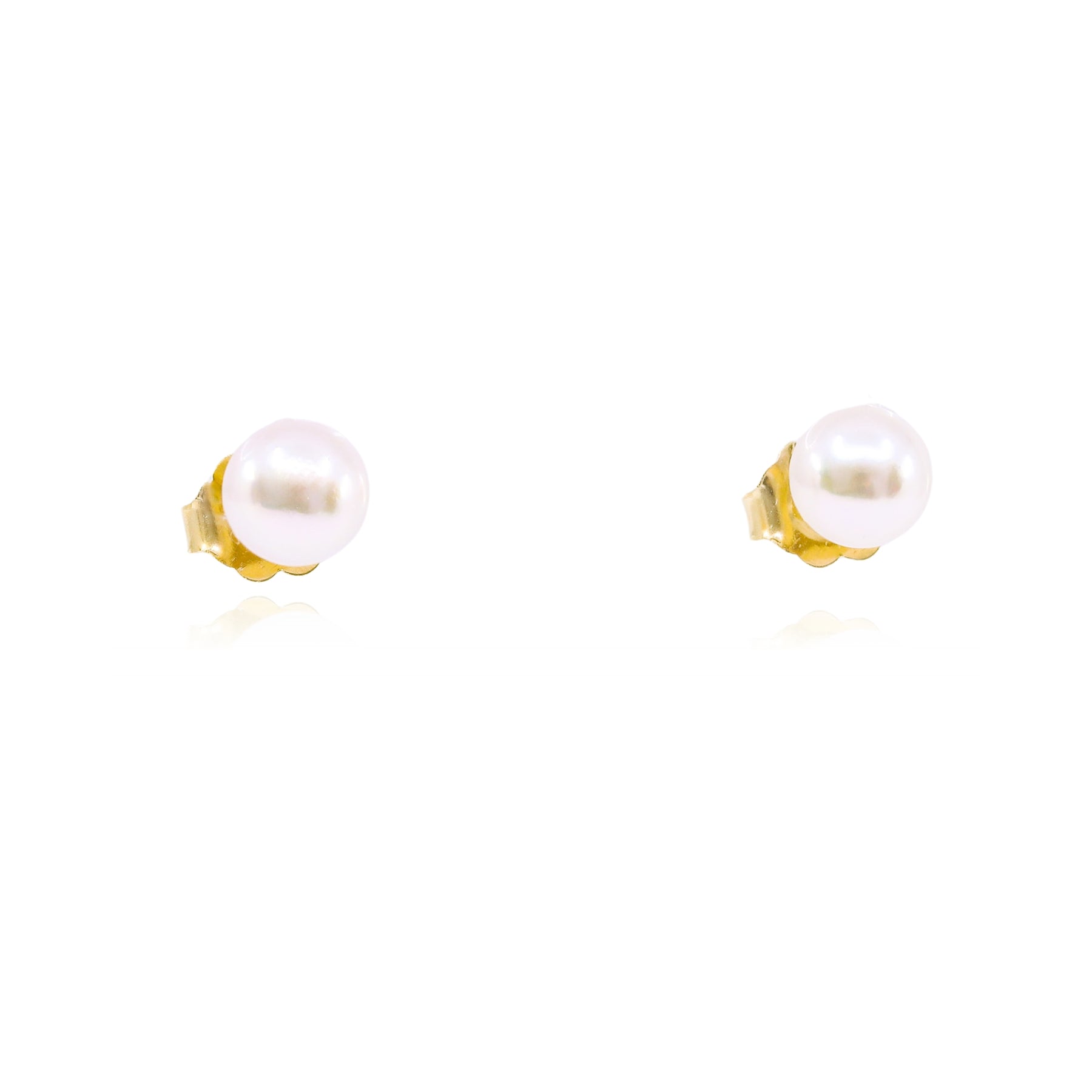 14K YELLOW GOLD CULTURED PEARL STUD EARRINGS