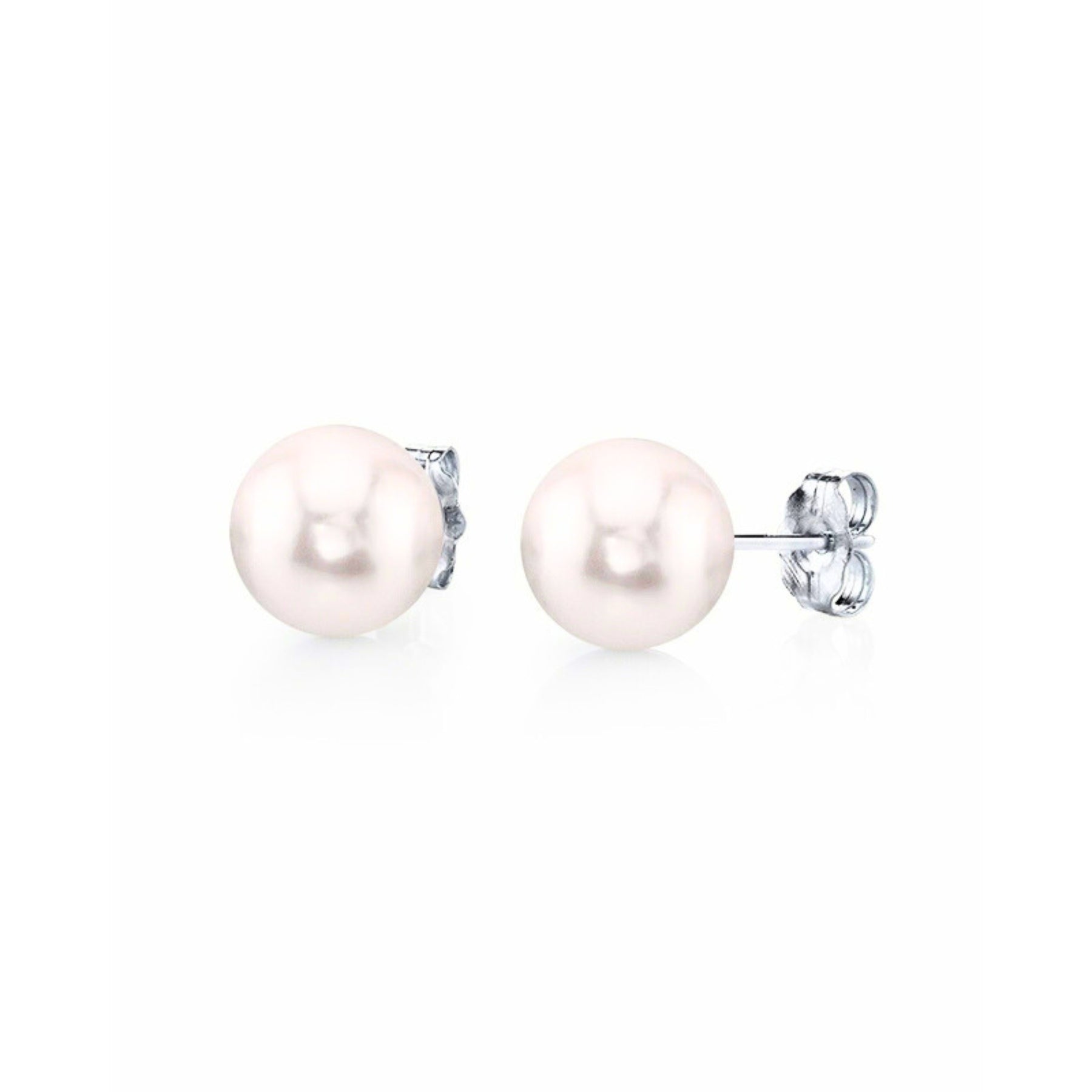 14K WHITE GOLD CULTURED PEARL STUD EARRINGS