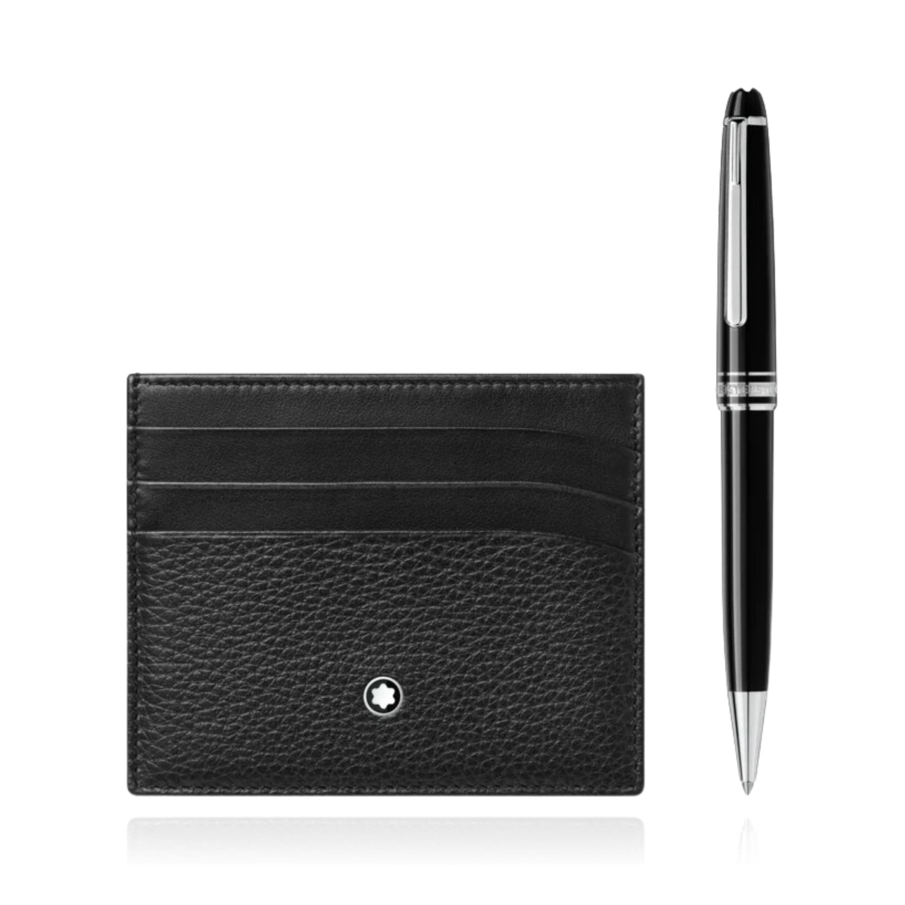 MONT BLANC MEISTERSTUCK CLASSIQUE BALLPOINT PEN AND LEATHER CARD HOLDER (SET)