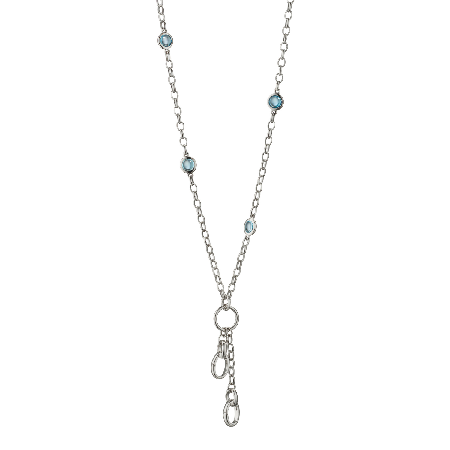 Monica Rich Kosann Silver Blue Topaz Necklace With Charm Enhancers