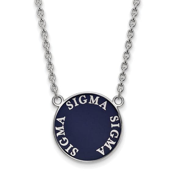 Sterling Silver Pitt Greek Sigma Sigma Sigma Enamel Disc Necklace