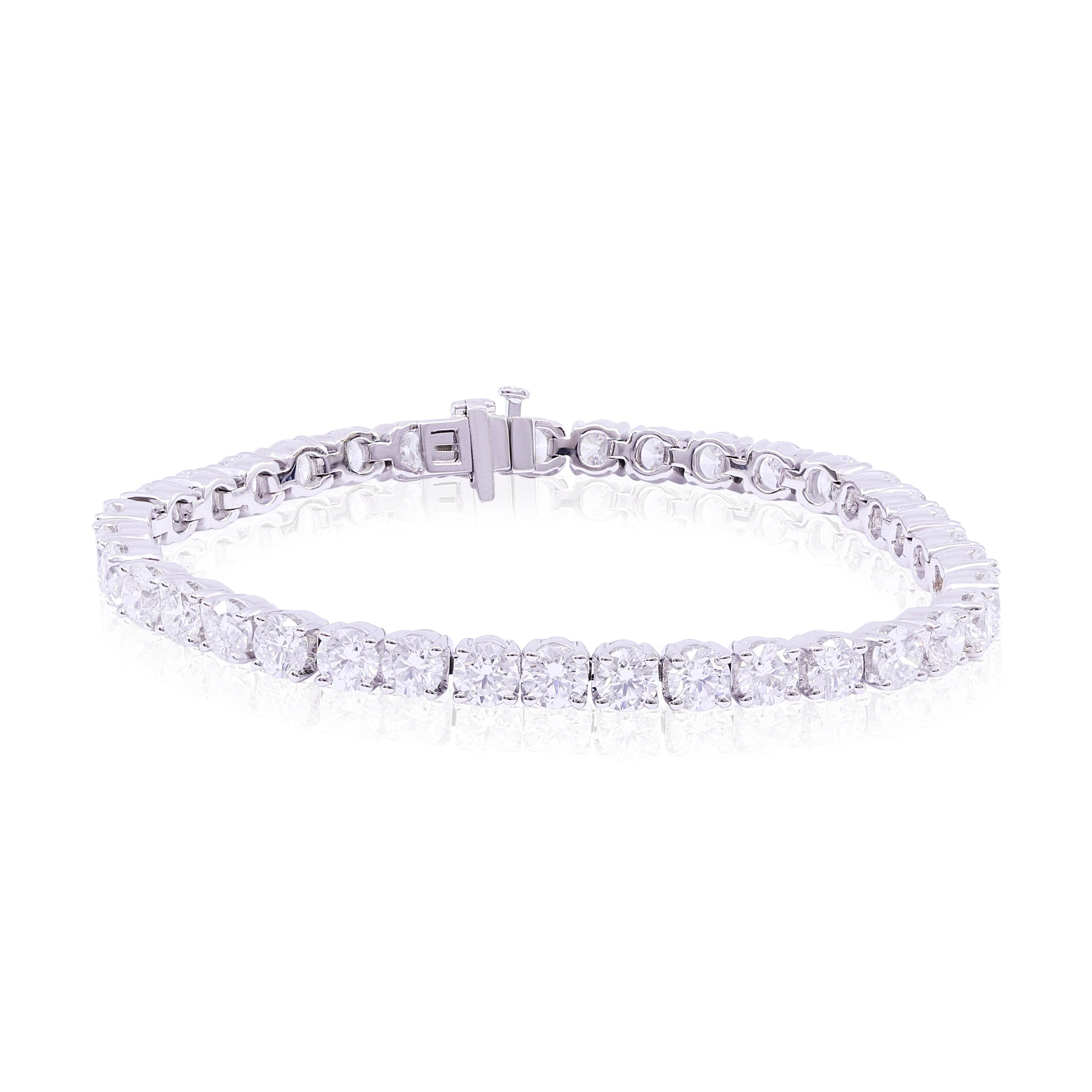 18K WHITE GOLD 6.4-INCH ROUND DIAMOND TENNIS BRACELET 9.71CTW