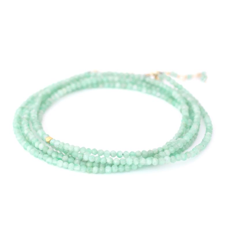 ANNE SPORTUN 18K YELLOW GOLD 34-INCH AMAZONITE BEAD WRAP BRACELET