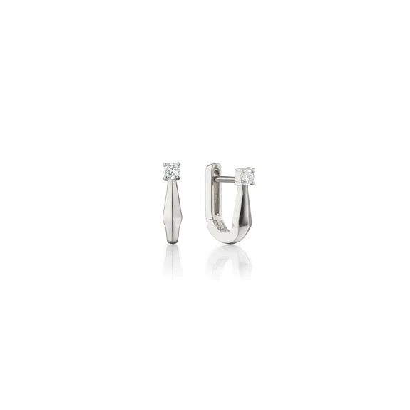 MONICA RICH KOSANN STERLING SILVER WHITE SAPPHIRE U-HOOP EARRINGS